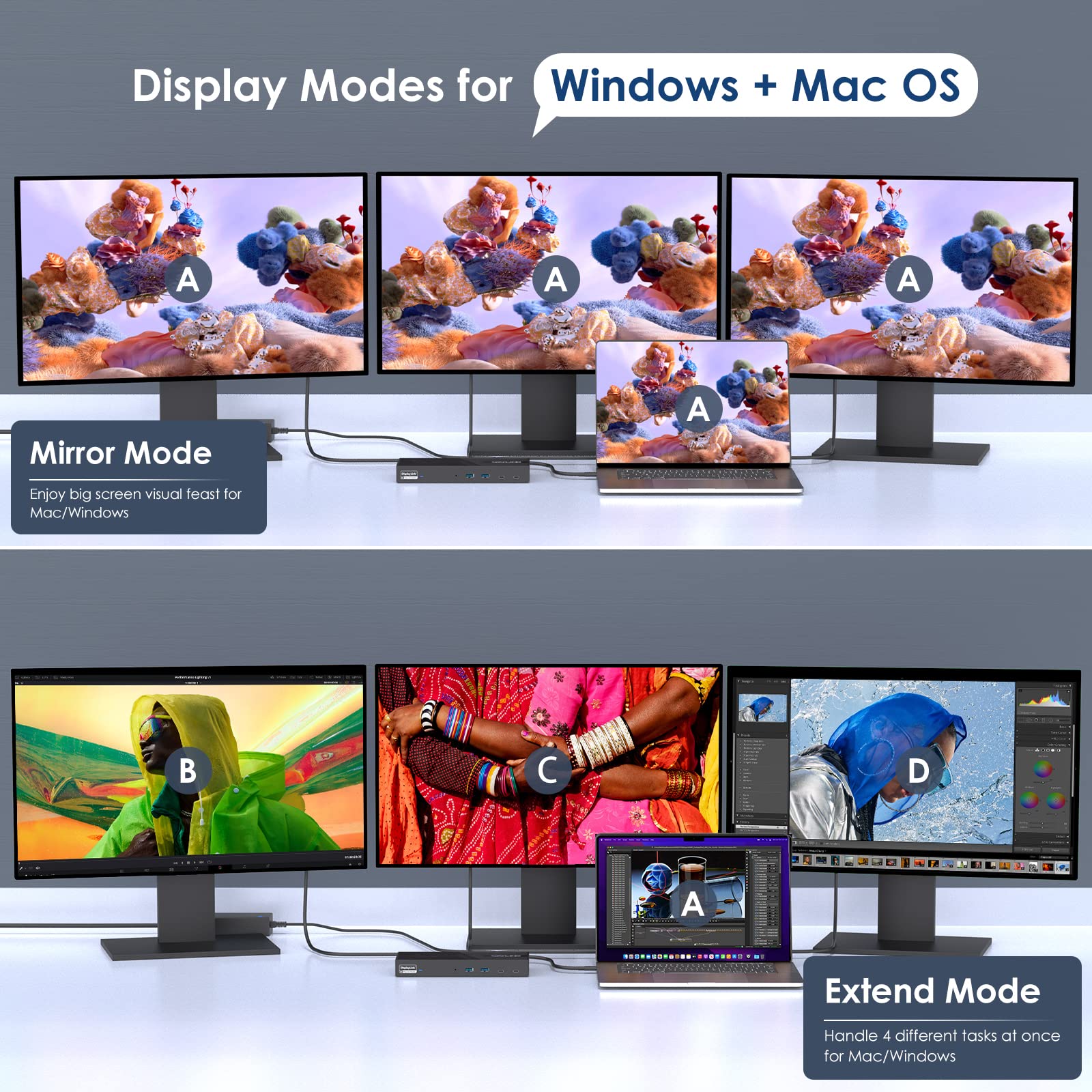 Foto 5 pulgar | Estación De Acoplamiento Wavlink Displaylink Para Triple Monitor 4k 60 Hz - Venta Internacional.