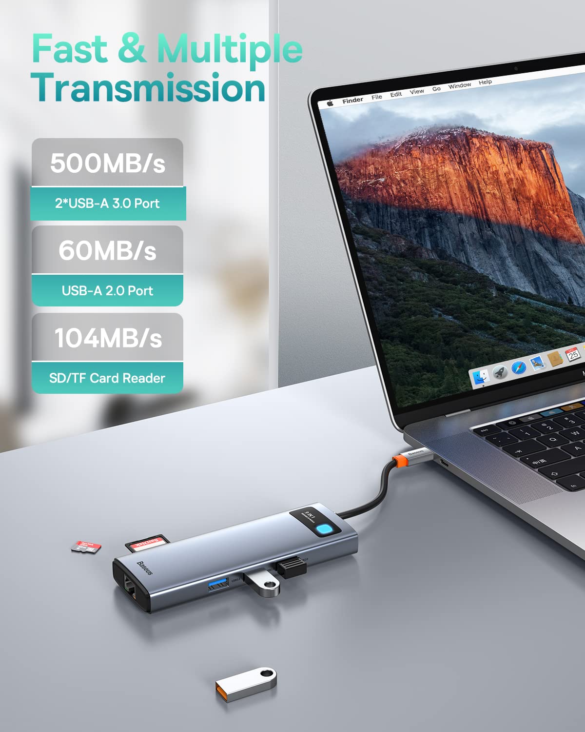 Foto 6 | Estación De Acoplamiento Para Portátil Baseus Dual Monitor 4k @120hz 9 En 1 - Venta Internacional.