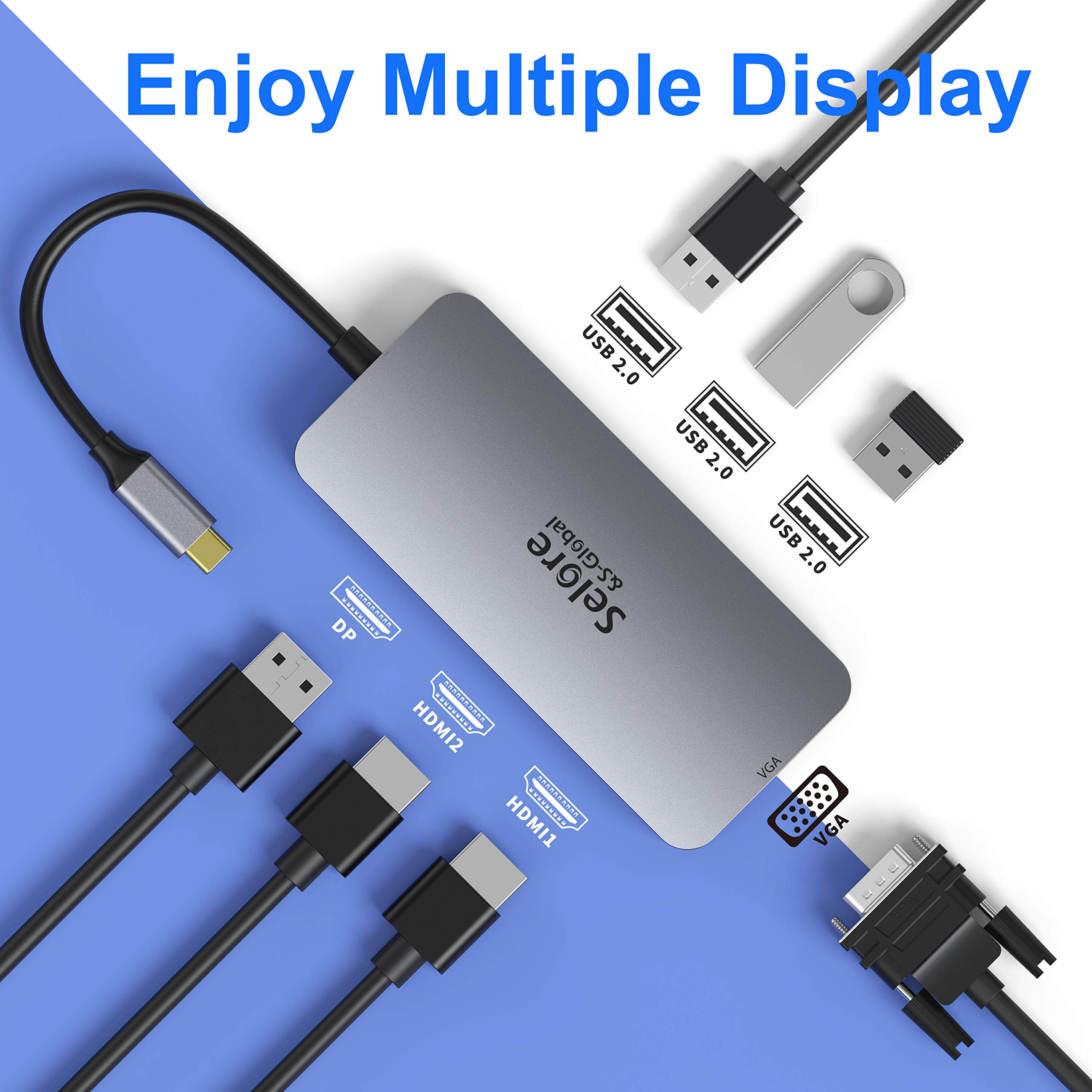 Foto 3 pulgar | Adaptador Usb C A Hdmi Dual, Estación De Acoplamiento 7 En 1 Para Dell Xps - Venta Internacional.