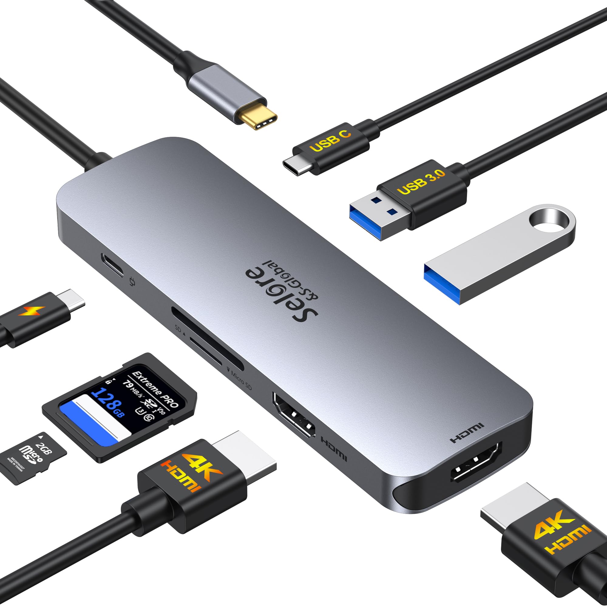 Adaptador Hdmi Dual 8 En 1 Para Estación De Acoplamiento Usb C Selore - Venta Internacional.