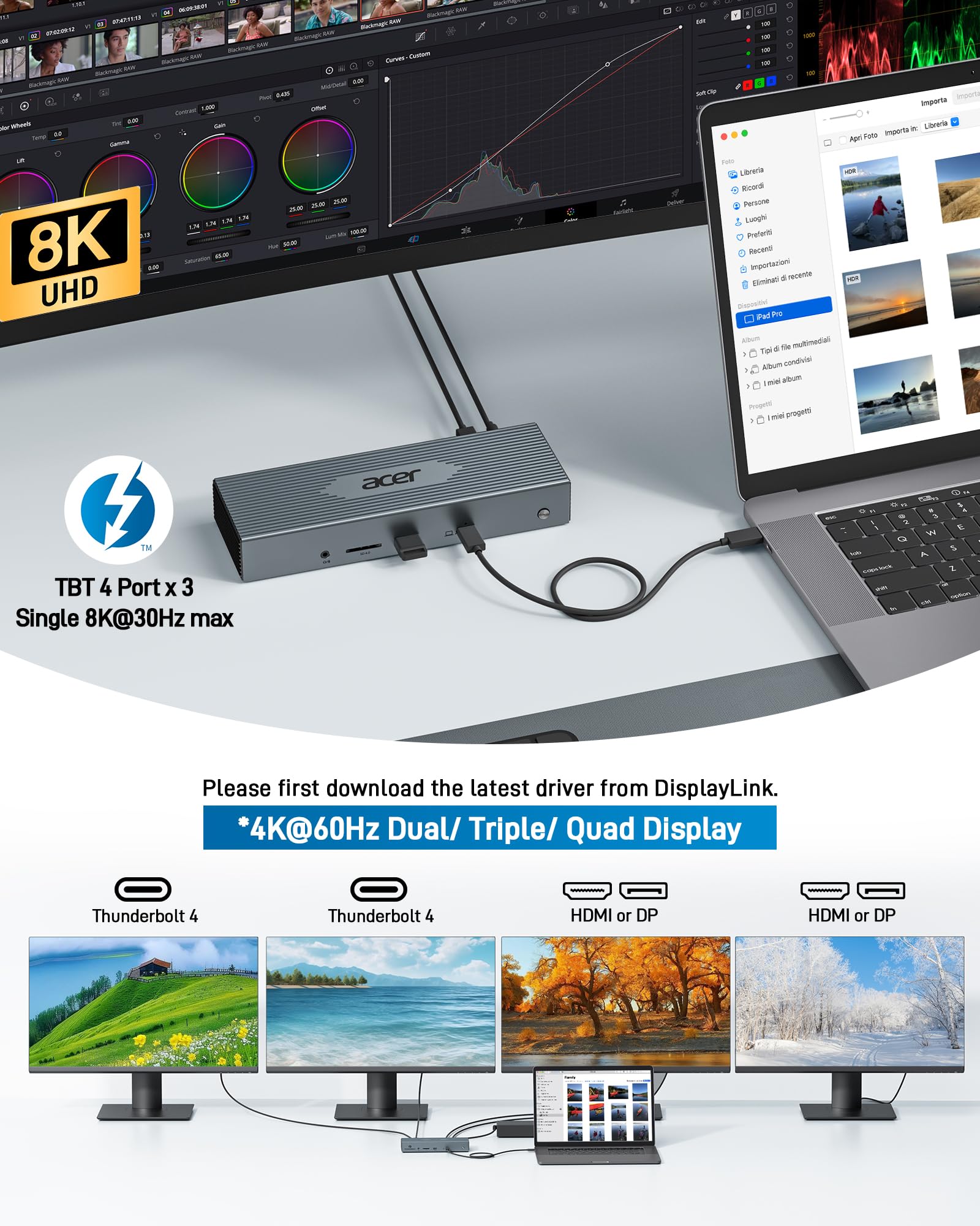 Foto 4 pulgar | Estación De Acoplamiento Thunderbolt 4 Acer 16 En 1 8k Con Adaptador De 160 W - Venta Internacional.