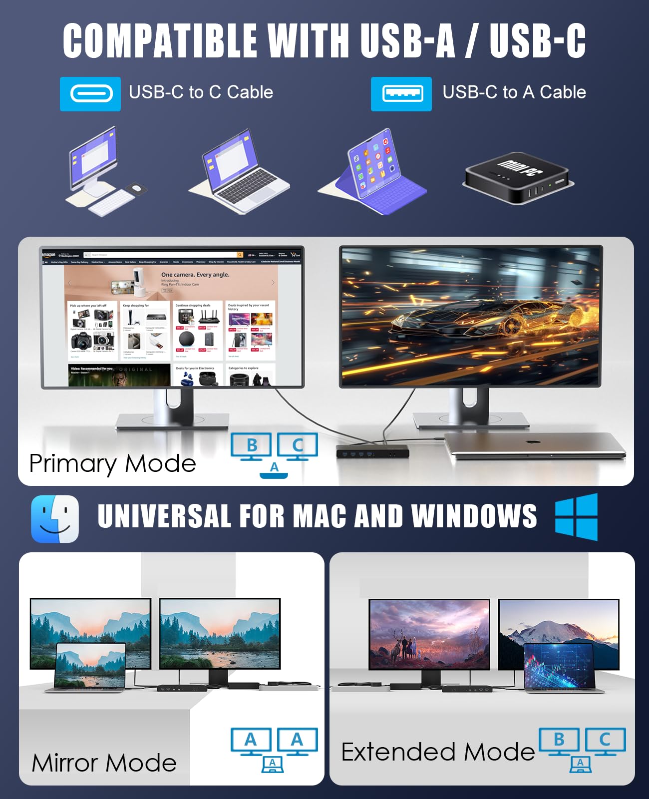 Foto 6 pulgar | Estación De Acoplamiento Wavlink Usb 3.0 Y Usb-c Con Pantalla Dual 4k - Venta Internacional.