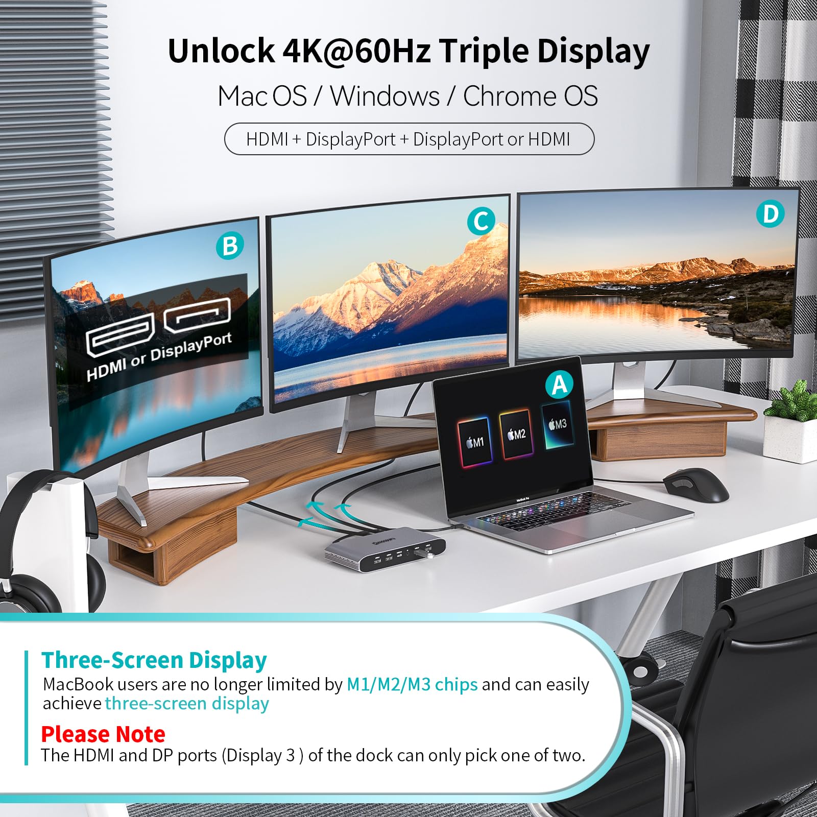 Foto 4 pulgar | Estación De Acoplamiento Minisopuru Displaylink De Triple Pantalla De 100 W - Venta Internacional.