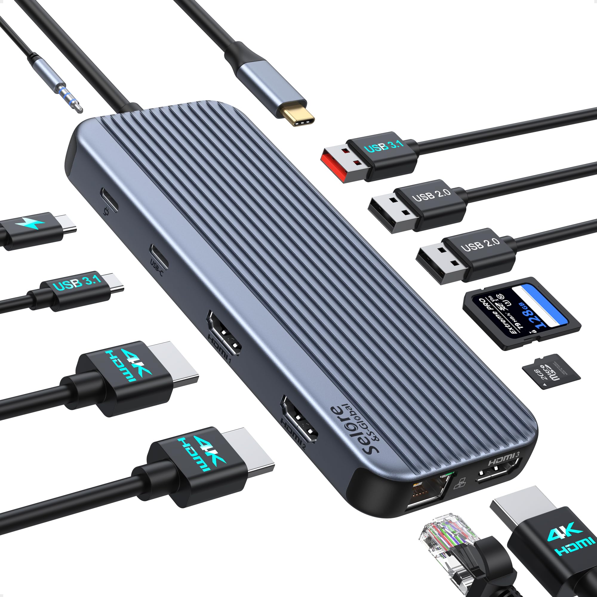 Foto 2 pulgar | Estación De Acoplamiento Selore 12 En 1 Usb C Con 3 Monitores Triples Hdmi - Venta Internacional.