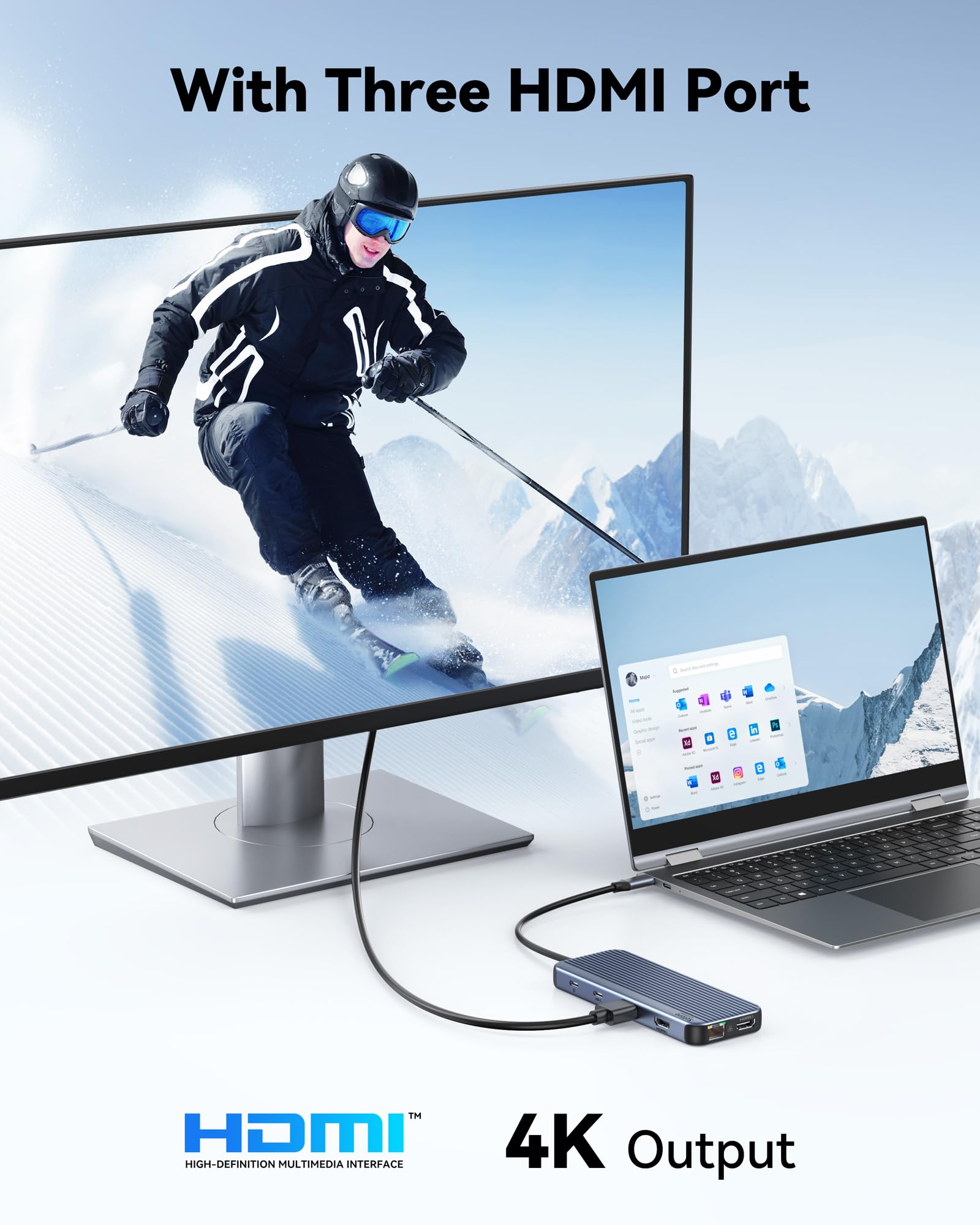 Foto 4 pulgar | Estación De Acoplamiento Selore 12 En 1 Usb C Con 3 Monitores Triples Hdmi - Venta Internacional.