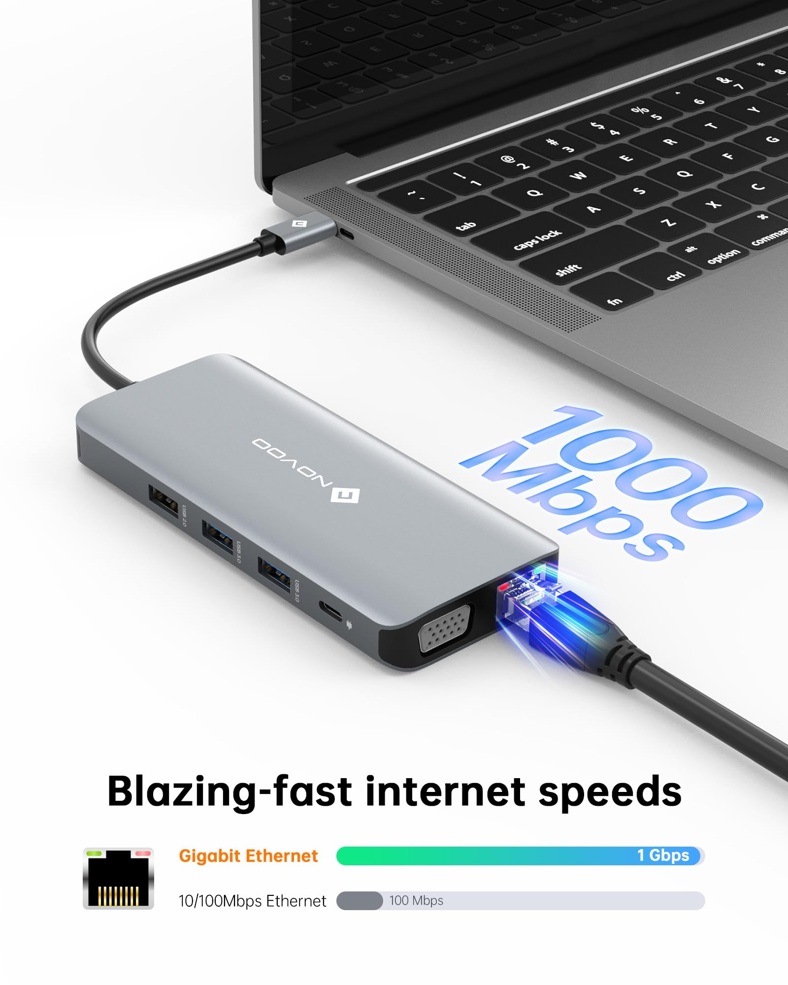 Foto 5 pulgar | Estación De Acoplamiento Usb C Novoo 11 En 1, Doble Hdmi, Vga, 100 W Pd - Venta Internacional.
