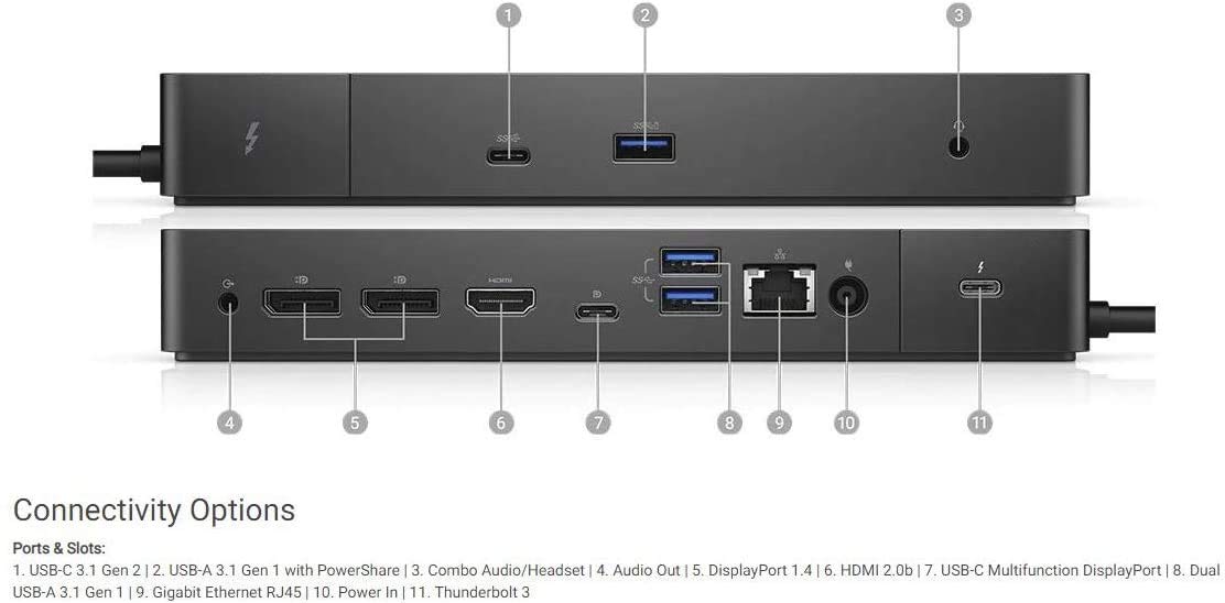 Foto 5 pulgar | Estación De Acoplamiento Dell Wd19tb Thunderbolt De 180 W Con Pd De 130 W - Venta Internacional.