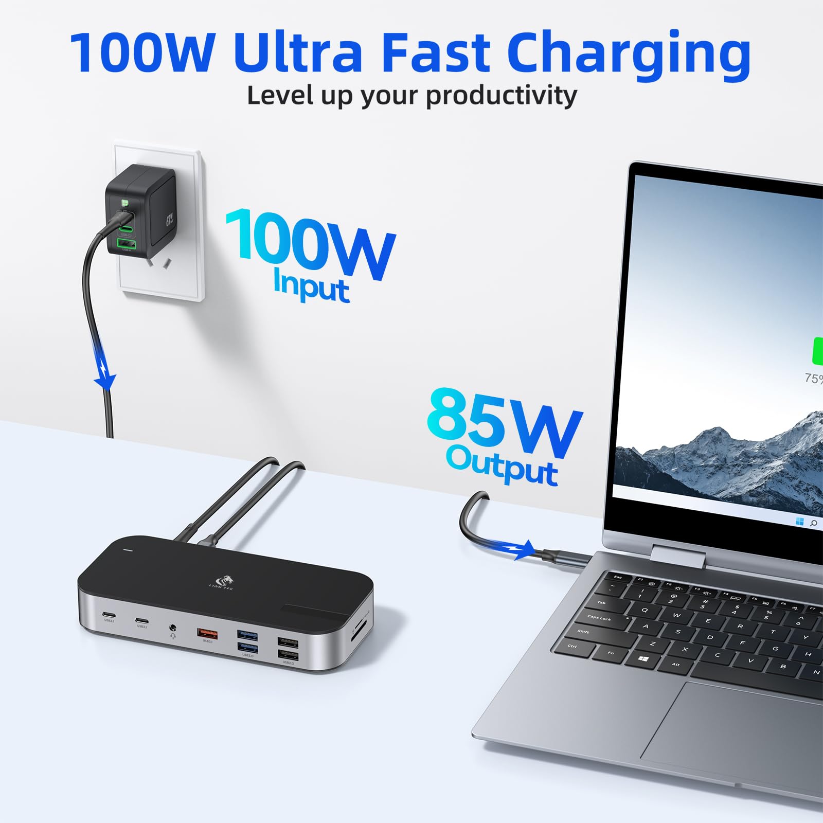 Foto 7 pulgar | Estación De Acoplamiento Para Portátil Lionwei 16 En 1 Con Triple Monitor Usb C - Venta Internacional.