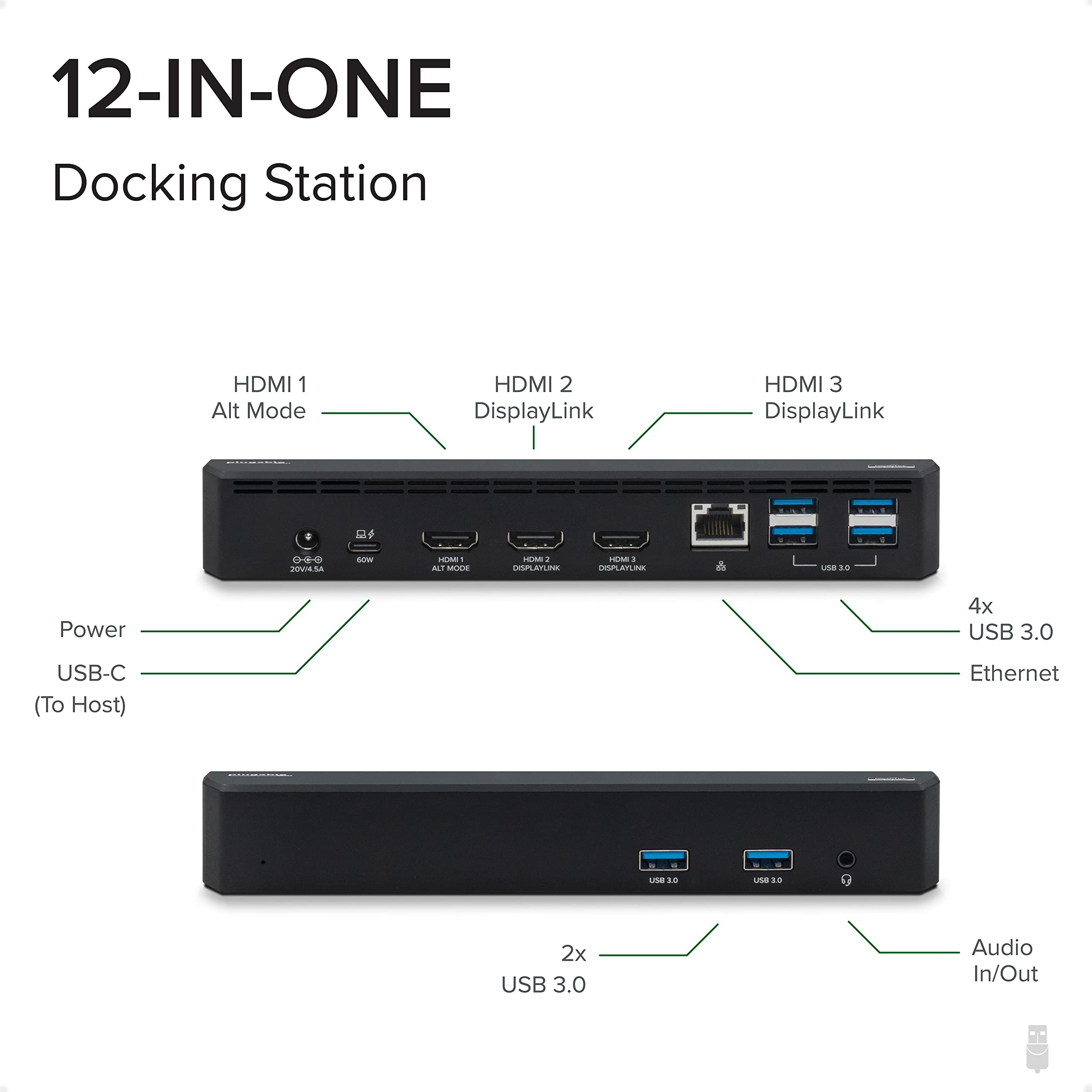 Foto 3 | Estación De Acoplamiento Usb C Con Triple Pantalla Conectable Y Cargador Para Portátil - Venta Internacional.