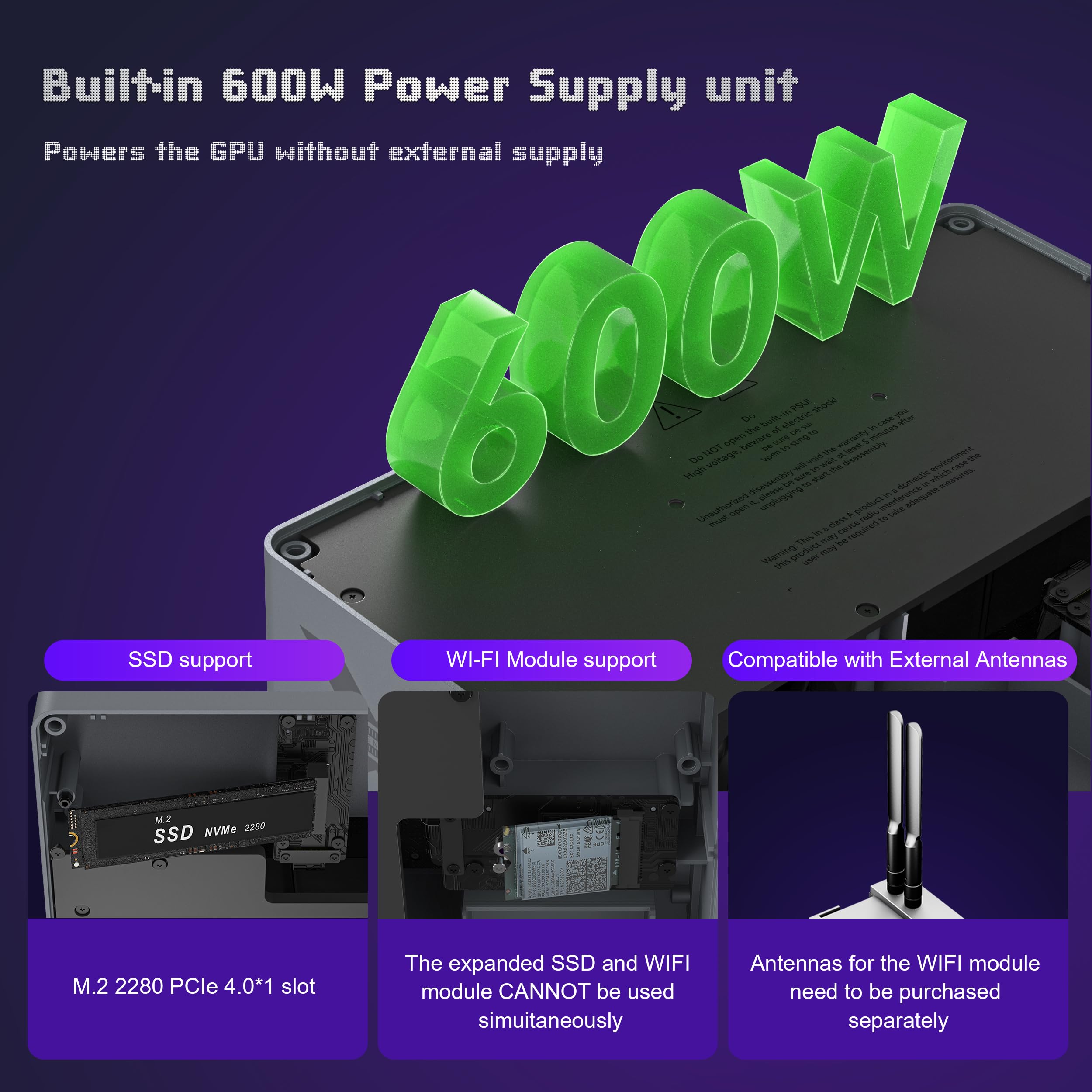 Foto 6 pulgar | Estación De Acoplamiento Gpu Externa Beelink Pcie×16 Con Fuente De Alimentación De 600 W - Venta Internacional.