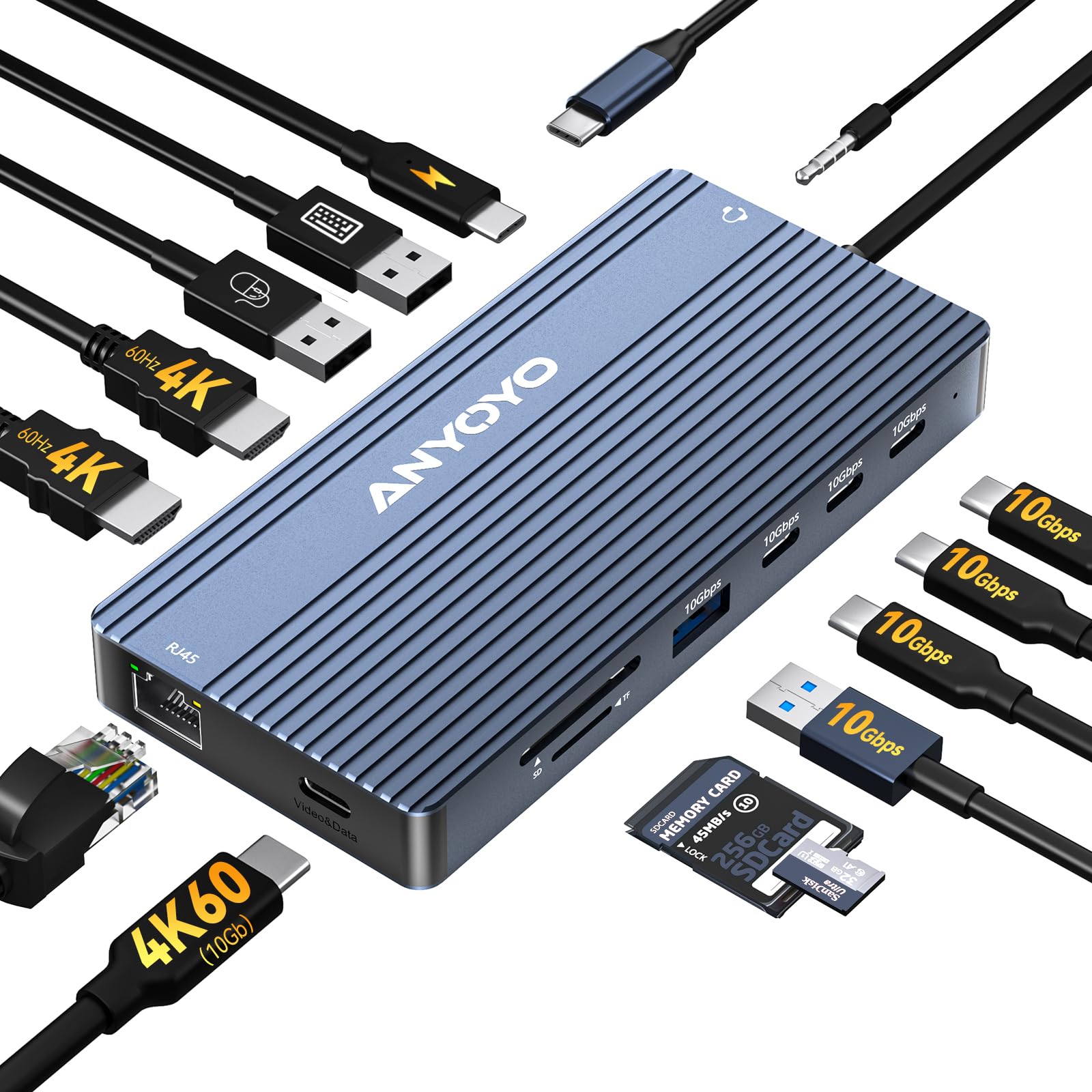 Foto 2 pulgar | Estación De Acoplamiento Anyoyo Usb C Dual Hdmi 4k 60 Hz 14 En 1 - Venta Internacional.