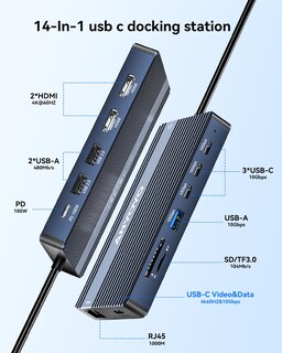 Foto 2 | Estación De Acoplamiento Anyoyo Usb C Dual Hdmi 4k 60 Hz 14 En 1 - Venta Internacional.