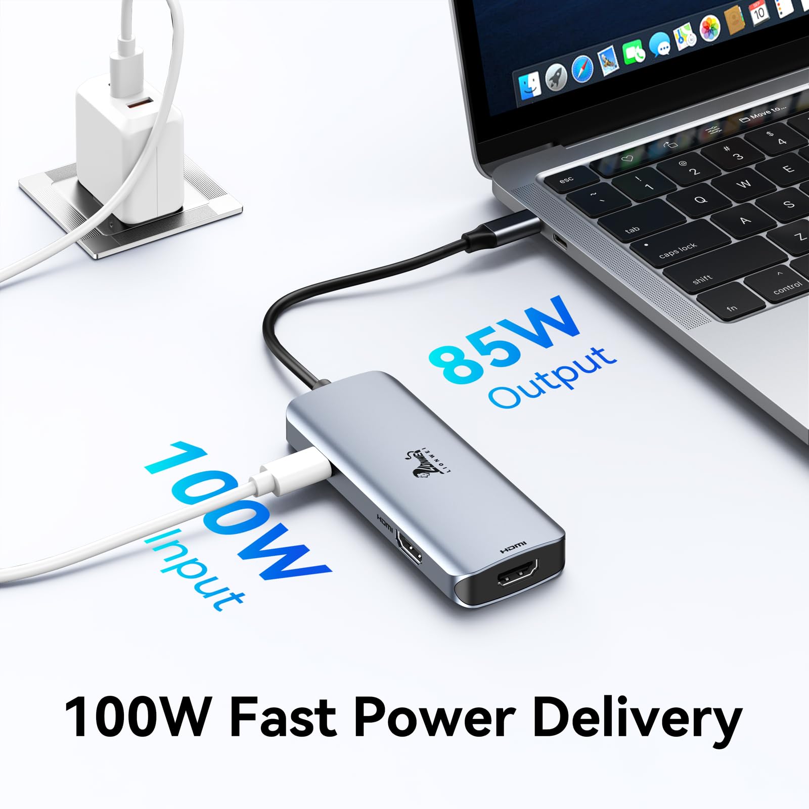 Foto 6 | Estación De Acoplamiento Usb C Con Doble Monitor Lionwei Hub 6 En 1 De 100 W - Venta Internacional.