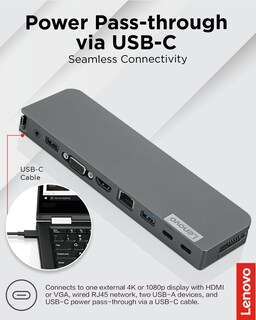Foto 2 | Base Portátil Lenovo Usb-c Mini Dock con Hdmi Vga y Usb 3.1 - Venta Internacional