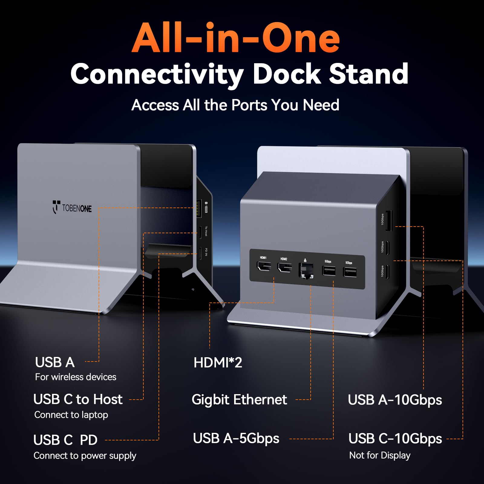 Foto 3 pulgar | Estación de Acoplamiento para Ordenador Portátil Tobenone Dual Monitor 4k @60hz 100w - Venta Internacional