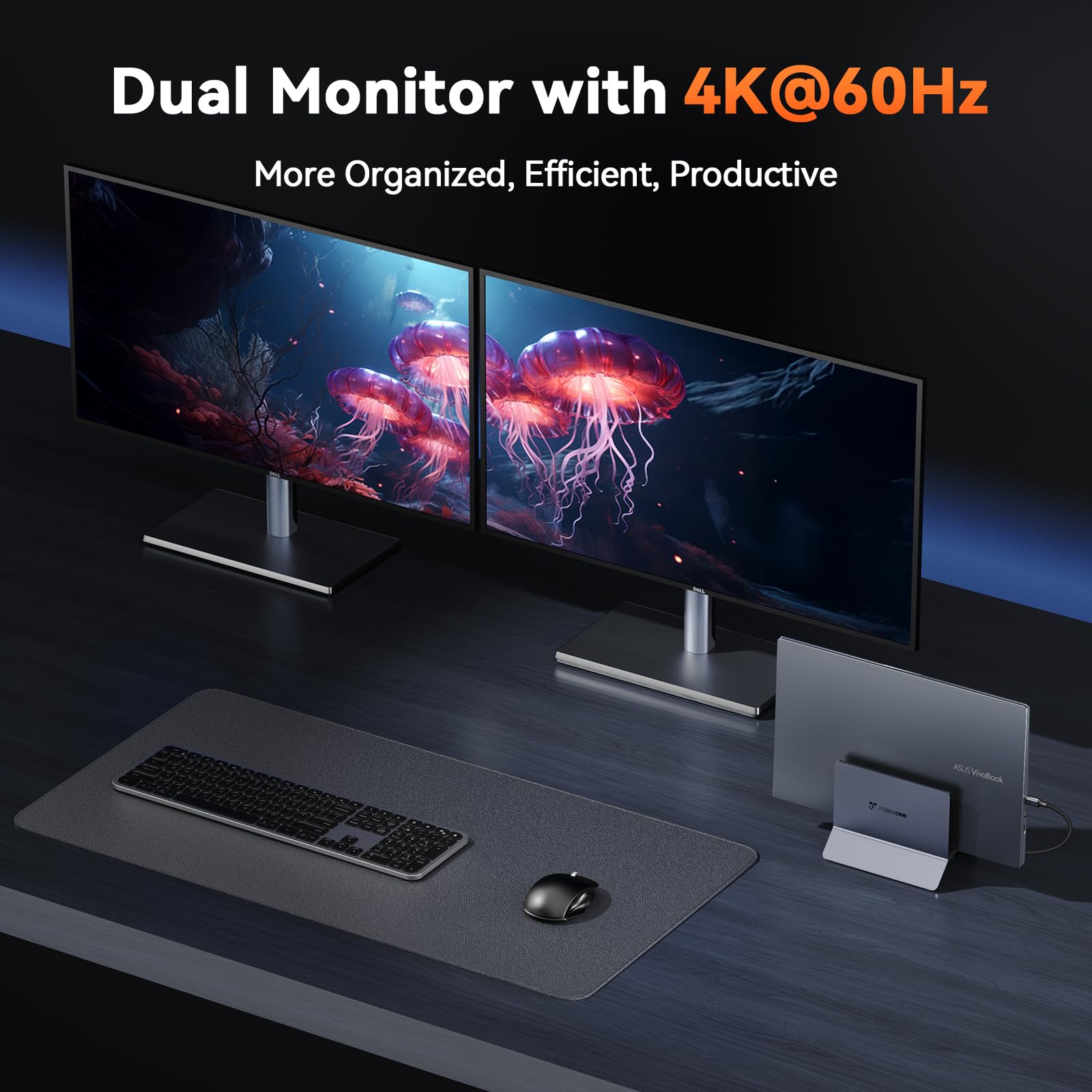 Foto 4 pulgar | Estación de Acoplamiento para Ordenador Portátil Tobenone Dual Monitor 4k @60hz 100w - Venta Internacional