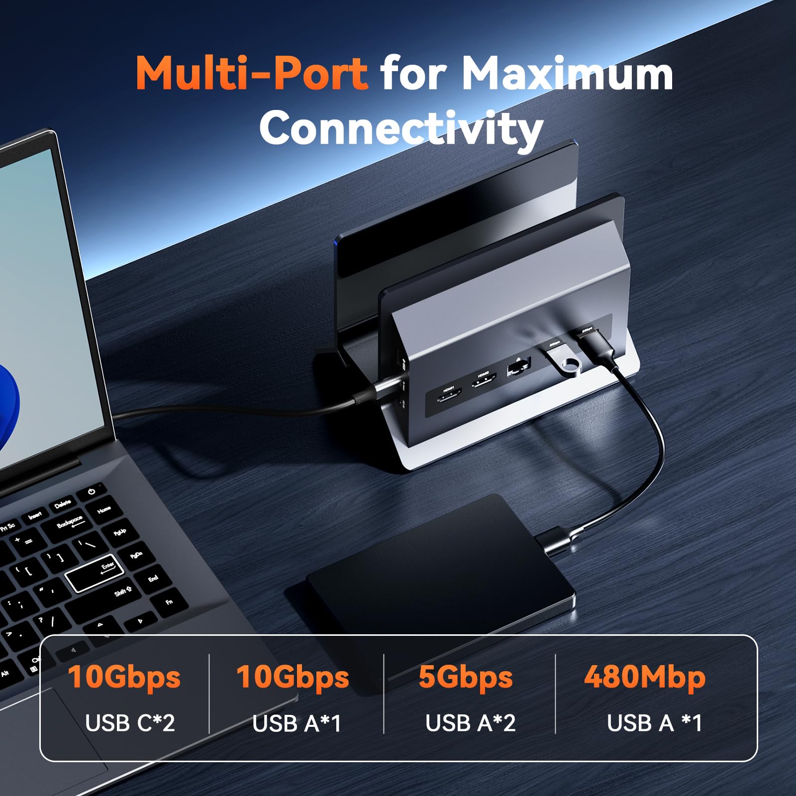 Foto 6 pulgar | Estación de Acoplamiento para Ordenador Portátil Tobenone Dual Monitor 4k @60hz 100w - Venta Internacional