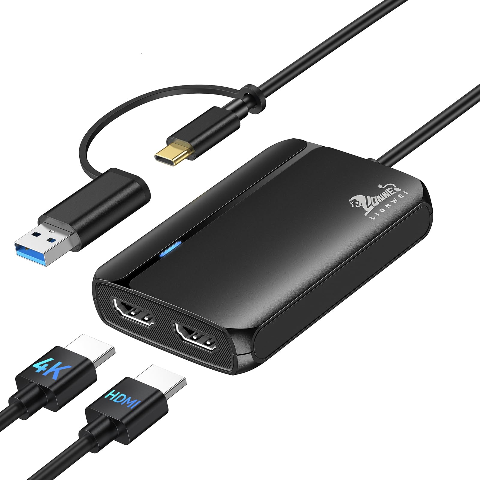 Foto 2 pulgar | Adaptador Usb A Hdmi Dual Lionwei Para Macbook Pro/air 4k - Venta Internacional.
