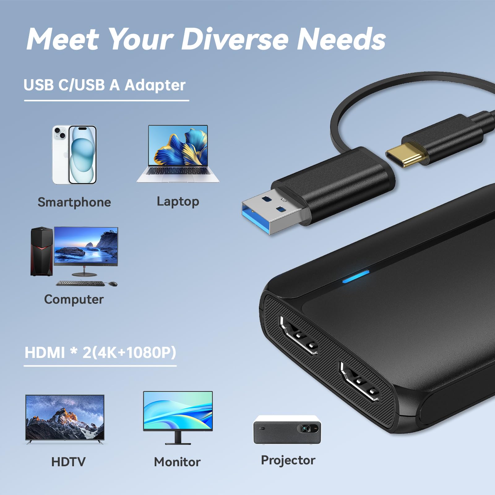 Foto 4 pulgar | Adaptador Usb A Hdmi Dual Lionwei Para Macbook Pro/air 4k - Venta Internacional.