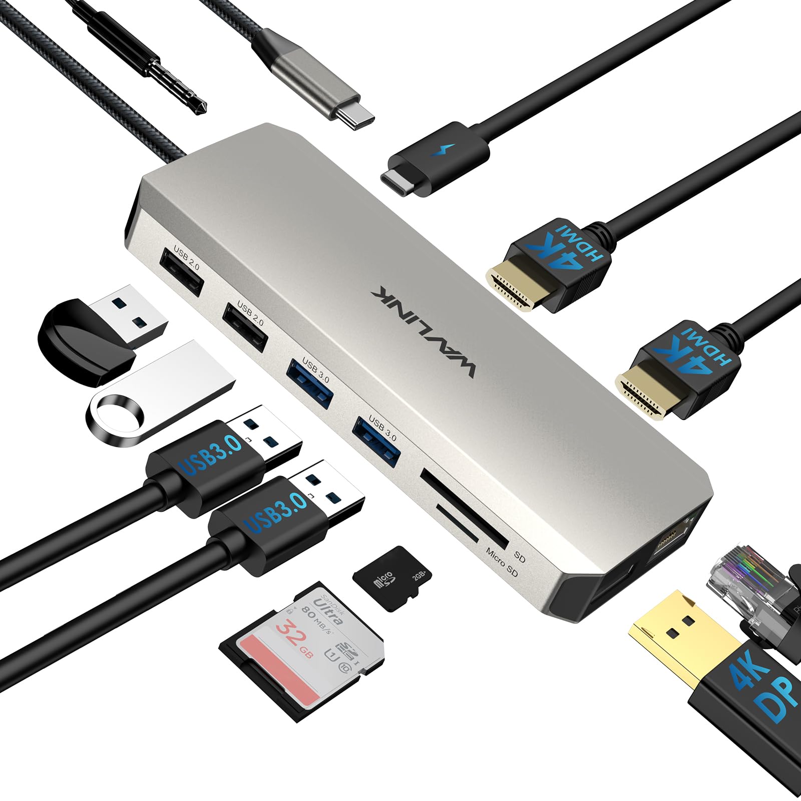 Foto 1 | Estación De Acoplamiento Usb C Wavlink 13 En 1, Doble Hdmi 4k, Triple Pantalla - Venta Internacional.