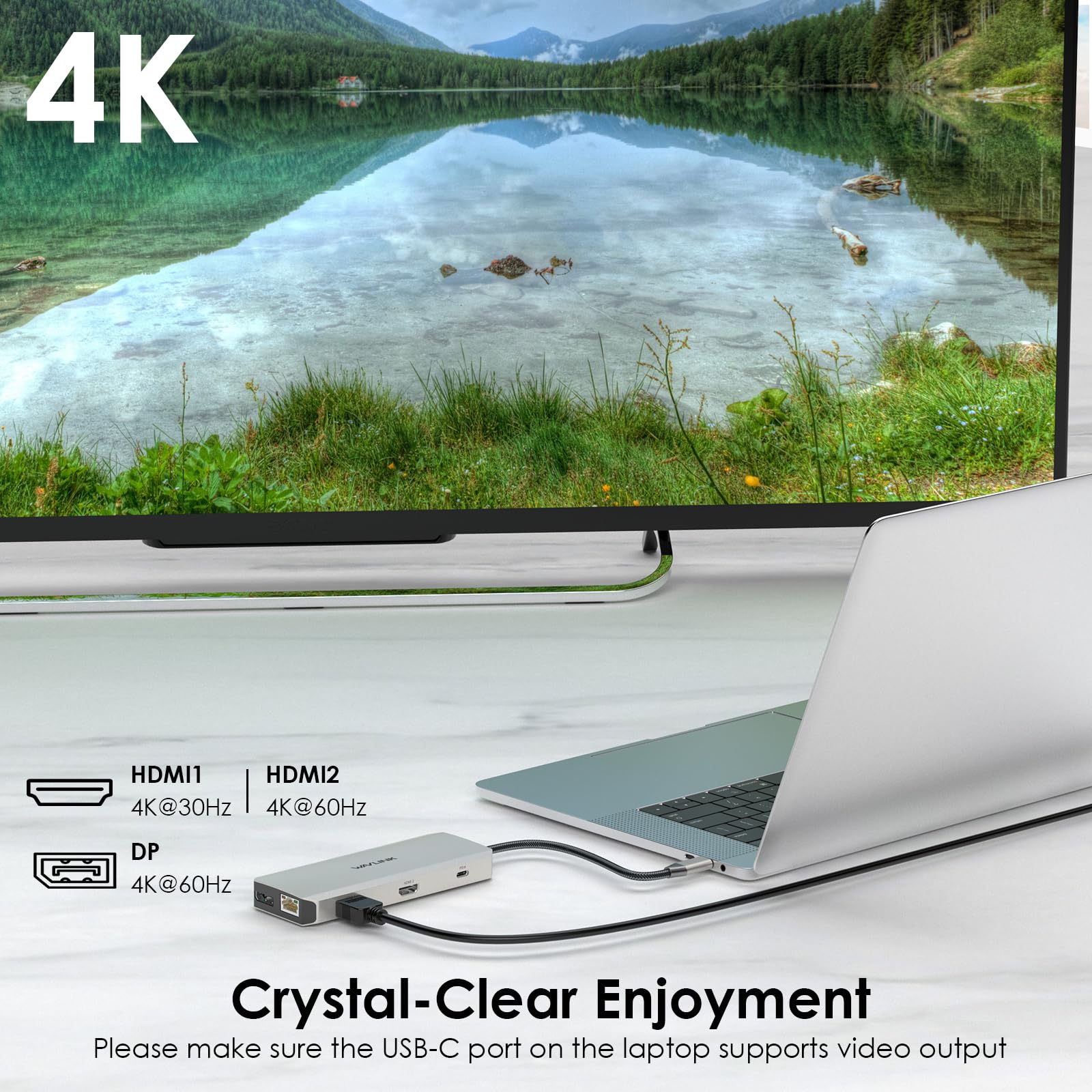 Foto 4 | Estación De Acoplamiento Usb C Wavlink 13 En 1, Doble Hdmi 4k, Triple Pantalla - Venta Internacional.