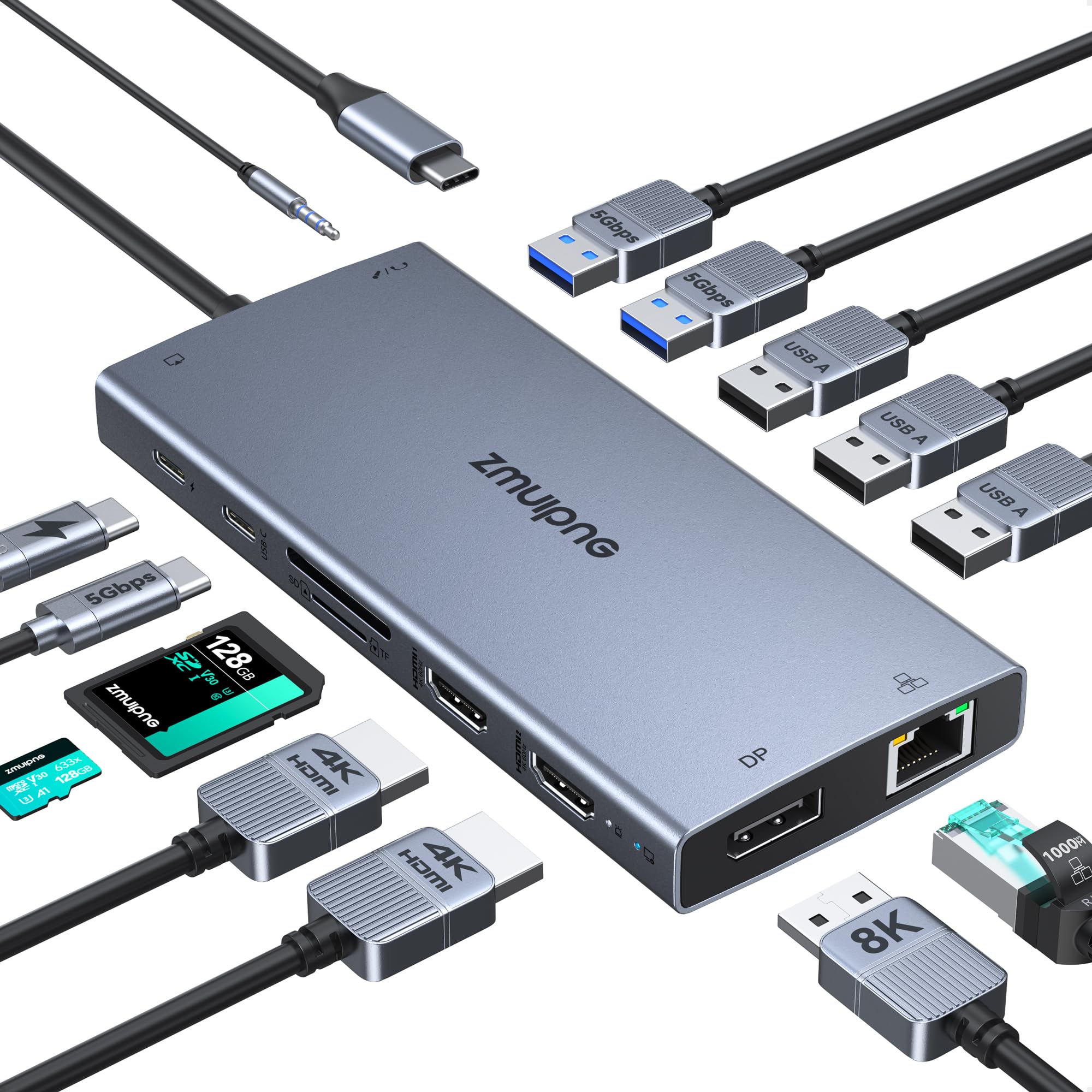 Foto 1 | Estación De Acoplamiento Usb C Para Portátil Zmuipng 15 En 1 Con 2 Hdmi 4k @60hz - Venta Internacional.