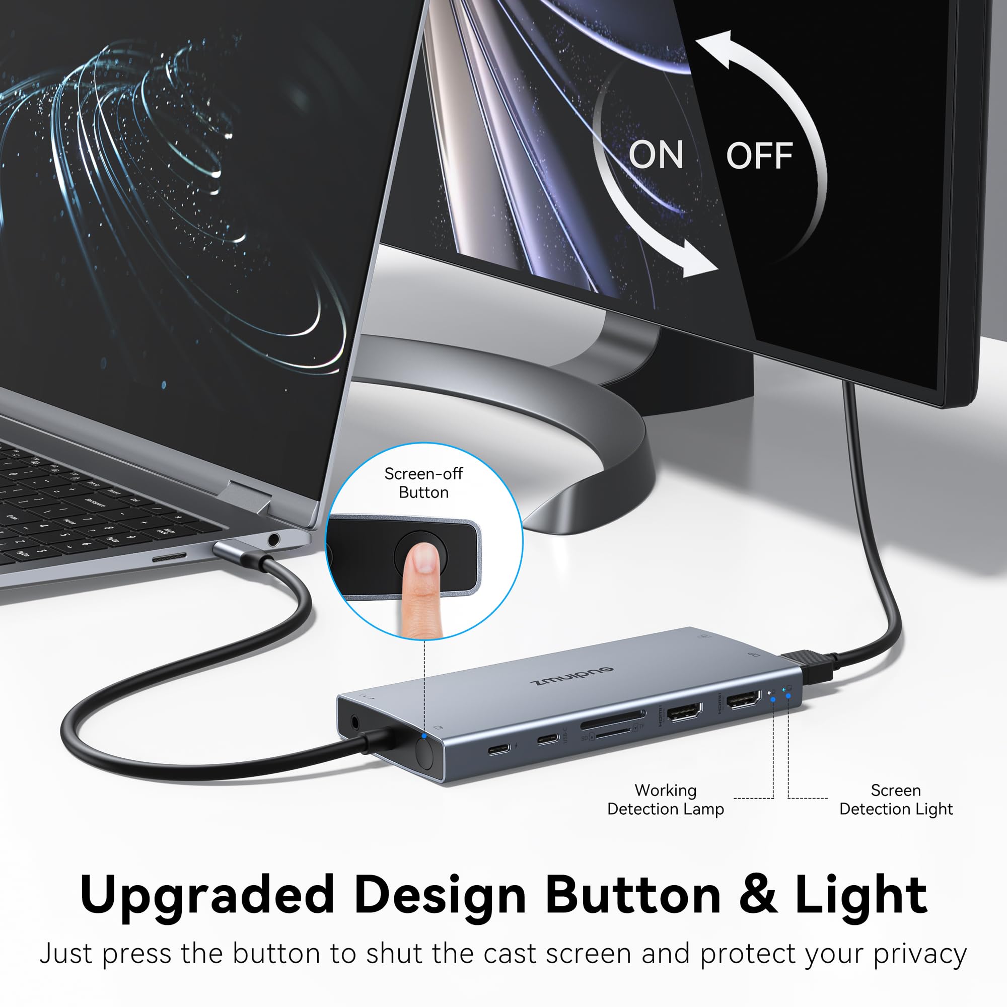Foto 3 | Estación De Acoplamiento Usb C Para Portátil Zmuipng 15 En 1 Con 2 Hdmi 4k @60hz - Venta Internacional.