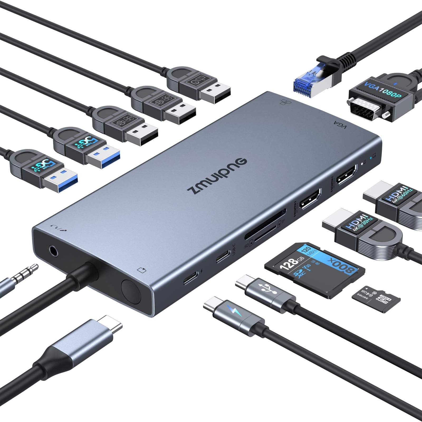 Foto 1 | Estación Zmuipng 15 en 1 Doble Monitor Usb-c - Venta Internacional