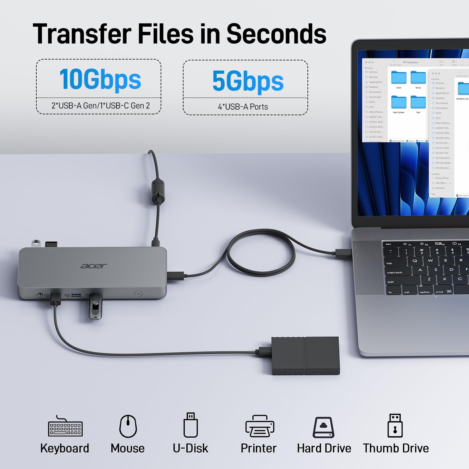 Foto 7 | Estación de Acoplamiento Acer 14 en 1 Triple Pantalla Usb-c 60 W - Venta Internacional