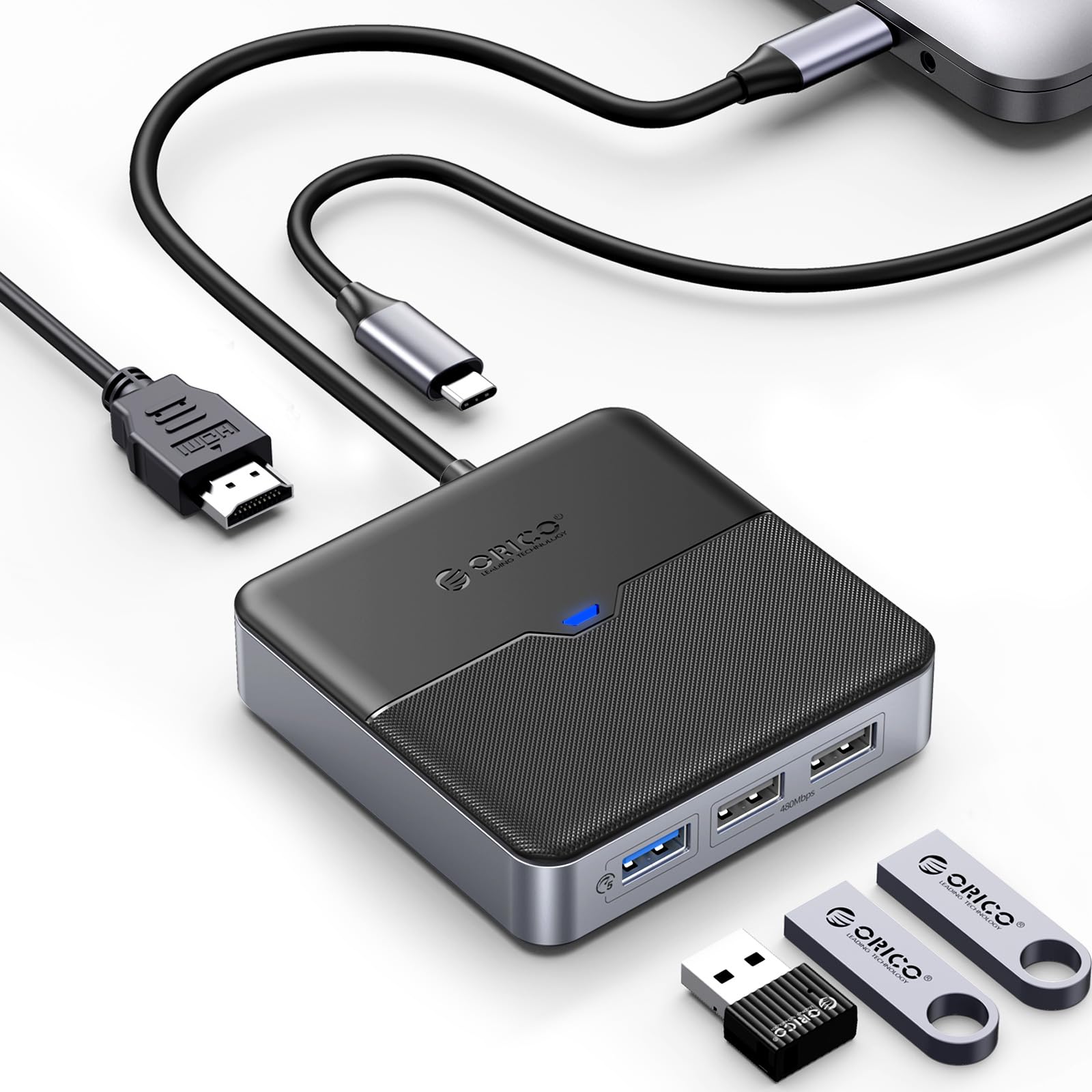 Foto 2 pulgar | Estación De Acoplamiento Usb C Hub Orico 5 En 1 Con 4k Hdmi 60 W Pd - Venta Internacional.