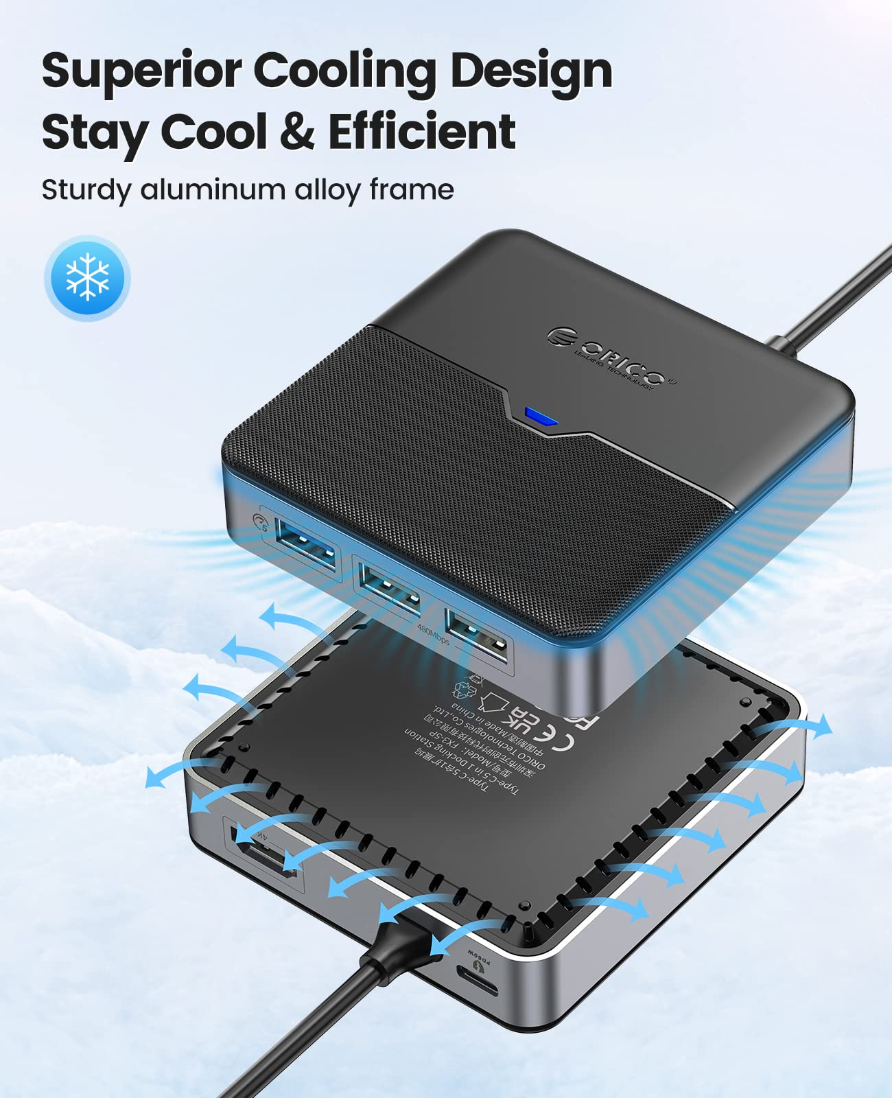 Foto 3 | Estación De Acoplamiento Usb C Hub Orico 5 En 1 Con 4k Hdmi 60 W Pd - Venta Internacional.