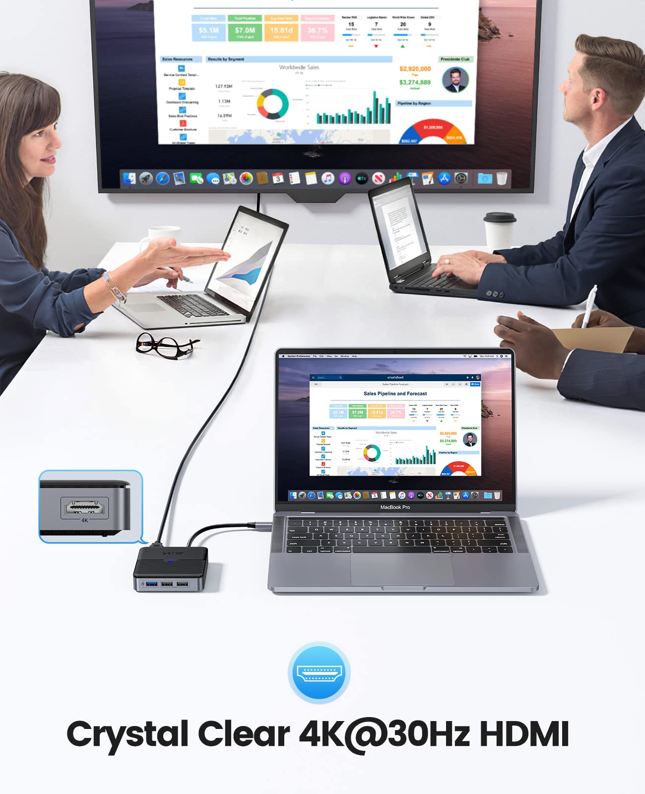 Foto 4 | Estación De Acoplamiento Usb C Hub Orico 5 En 1 Con 4k Hdmi 60 W Pd - Venta Internacional.