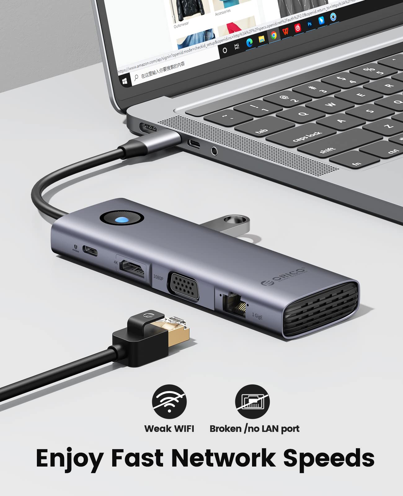Foto 5 | Estación De Acoplamiento Usb C Orico 9 En 1 Con Hdmi 4k+pd100w+3 X Usb3. - Venta Internacional.