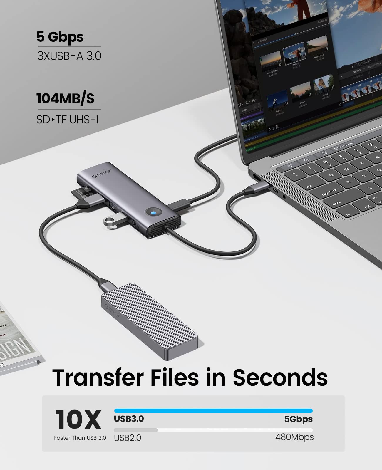 Foto 6 | Estación De Acoplamiento Usb C Orico 9 En 1 Con Hdmi 4k+pd100w+3 X Usb3. - Venta Internacional.