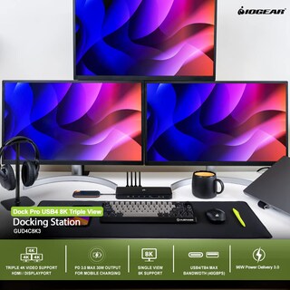 Foto 5 | Estación De Acoplamiento Iogear Dock Pro Thunderbolt 4 O Usb 4 8k Triple View 40 Gbps Gud4c8k3 - Venta Internacional.