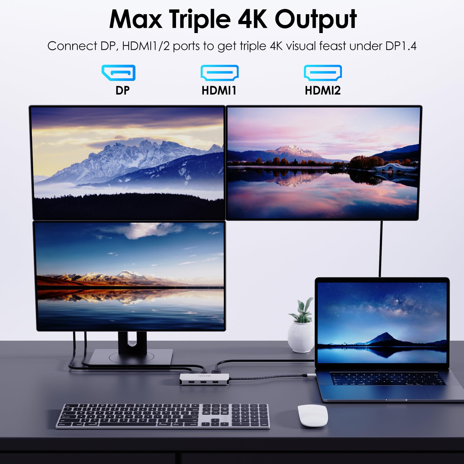 Foto 4 pulgar | Estación De Acoplamiento Usb C Wavlink 7 En 1 Con Hdmi 4k 60 Hz X 2 - Venta Internacional.