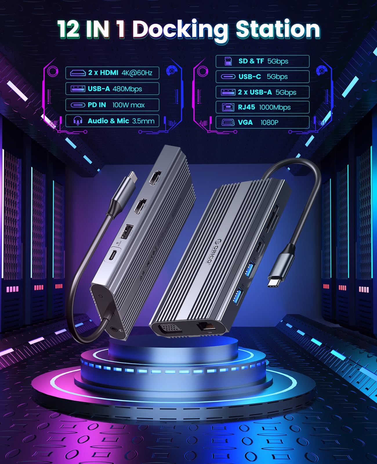 Foto 3 pulgar | Docking Station Orico Adaptador Usb C A Hdmi Dual 12 En 1 Plateado - Venta Internacional.