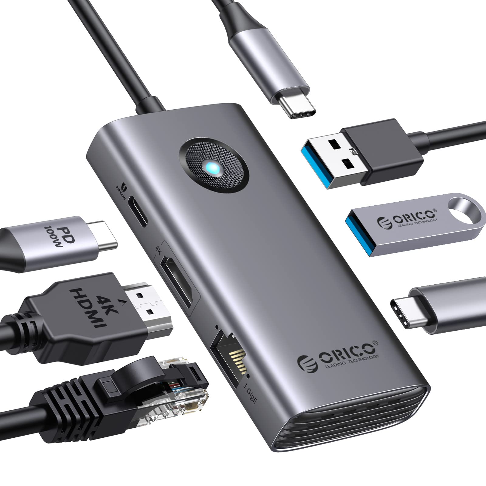 Adaptador Ethernet Usb C Hub Orico 6 En 1 Con Hdmi 4k Macbook - Venta Internacional.