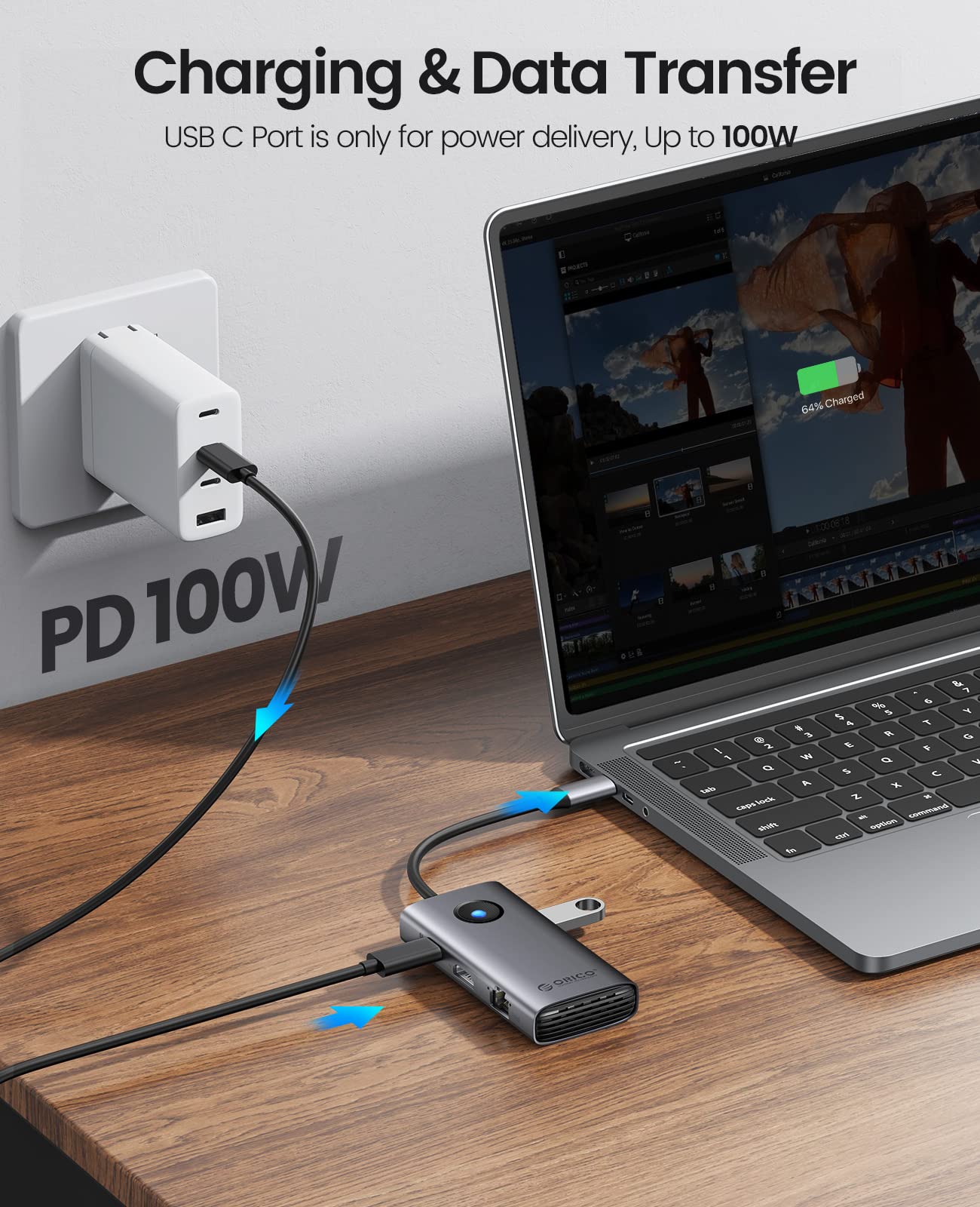 Foto 6 pulgar | Adaptador Ethernet Usb C Hub Orico 6 En 1 Con Ethernet De 1000 Mbps - Venta Internacional.