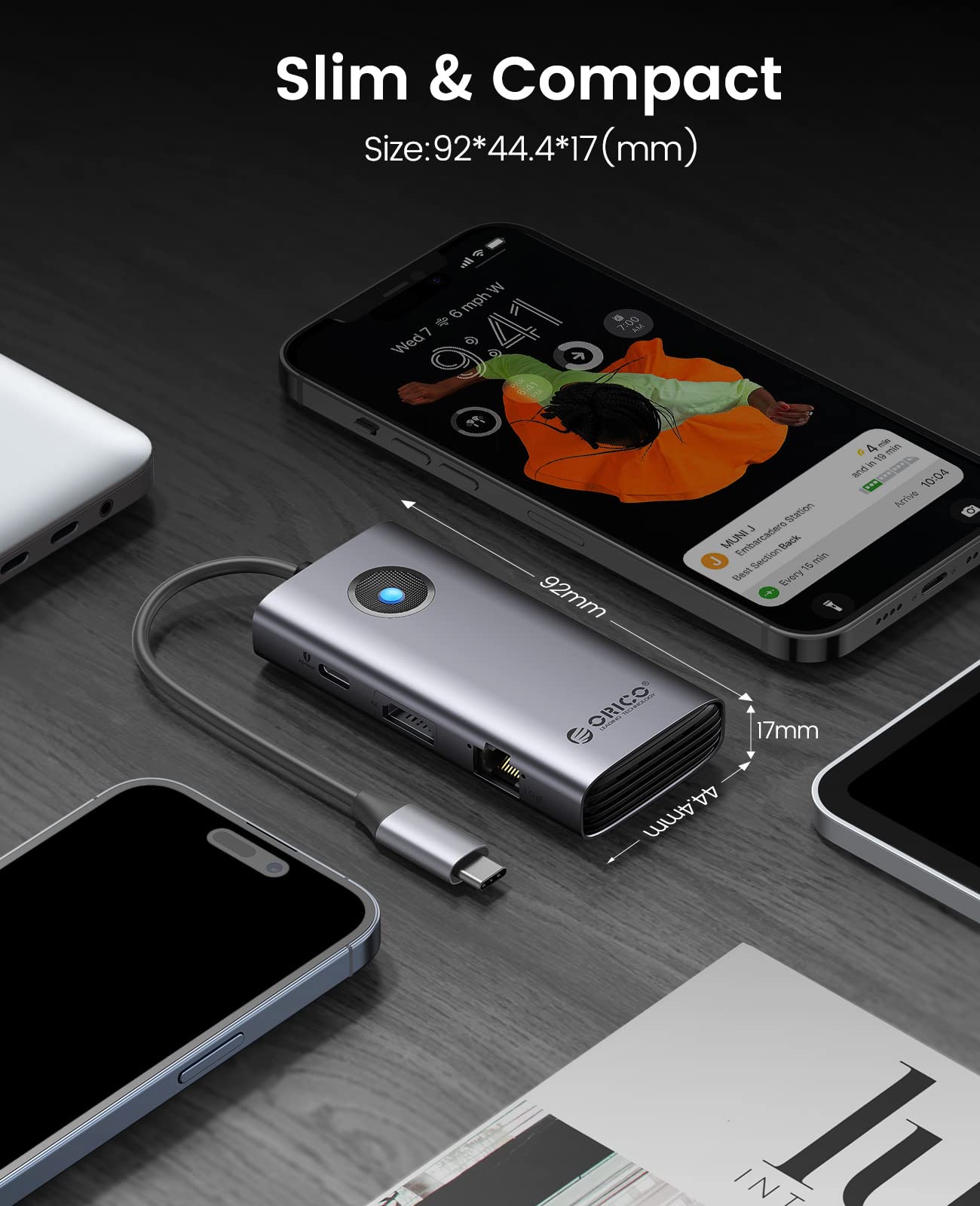 Foto 7 | Adaptador Ethernet Usb C Hub Orico 6 En 1 Con Ethernet De 1000 Mbps - Venta Internacional.