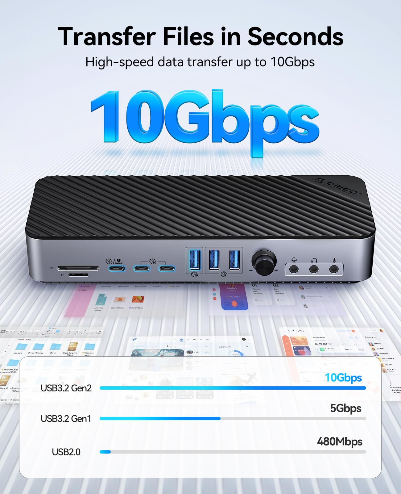 Foto 7 pulgar | Estación De Acoplamiento Orico 22 En 1 Displaylink Quad 8k Usb-c - Venta Internacional.