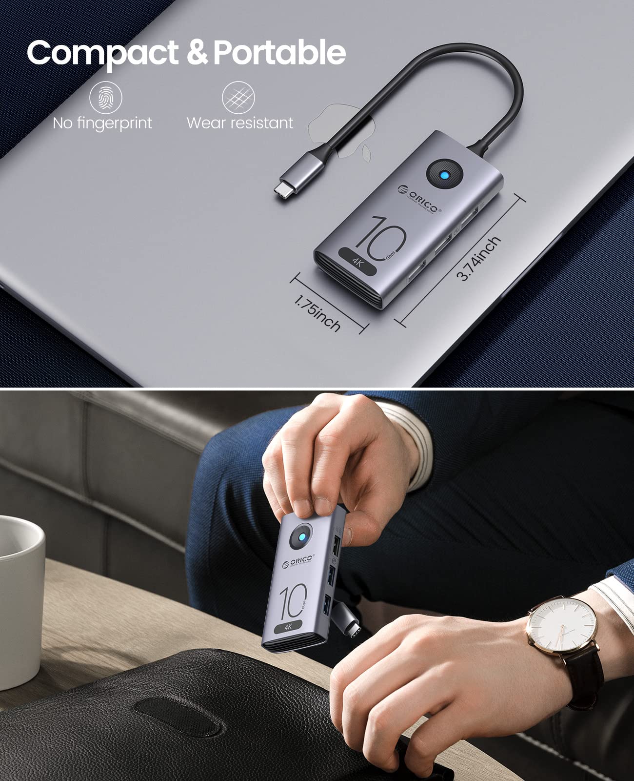 Foto 7 pulgar | Hub Usb C Orico Estación De Acoplamiento Usb-c 5 En 1 Para Portátiles De 10 Gbps - Venta Internacional.