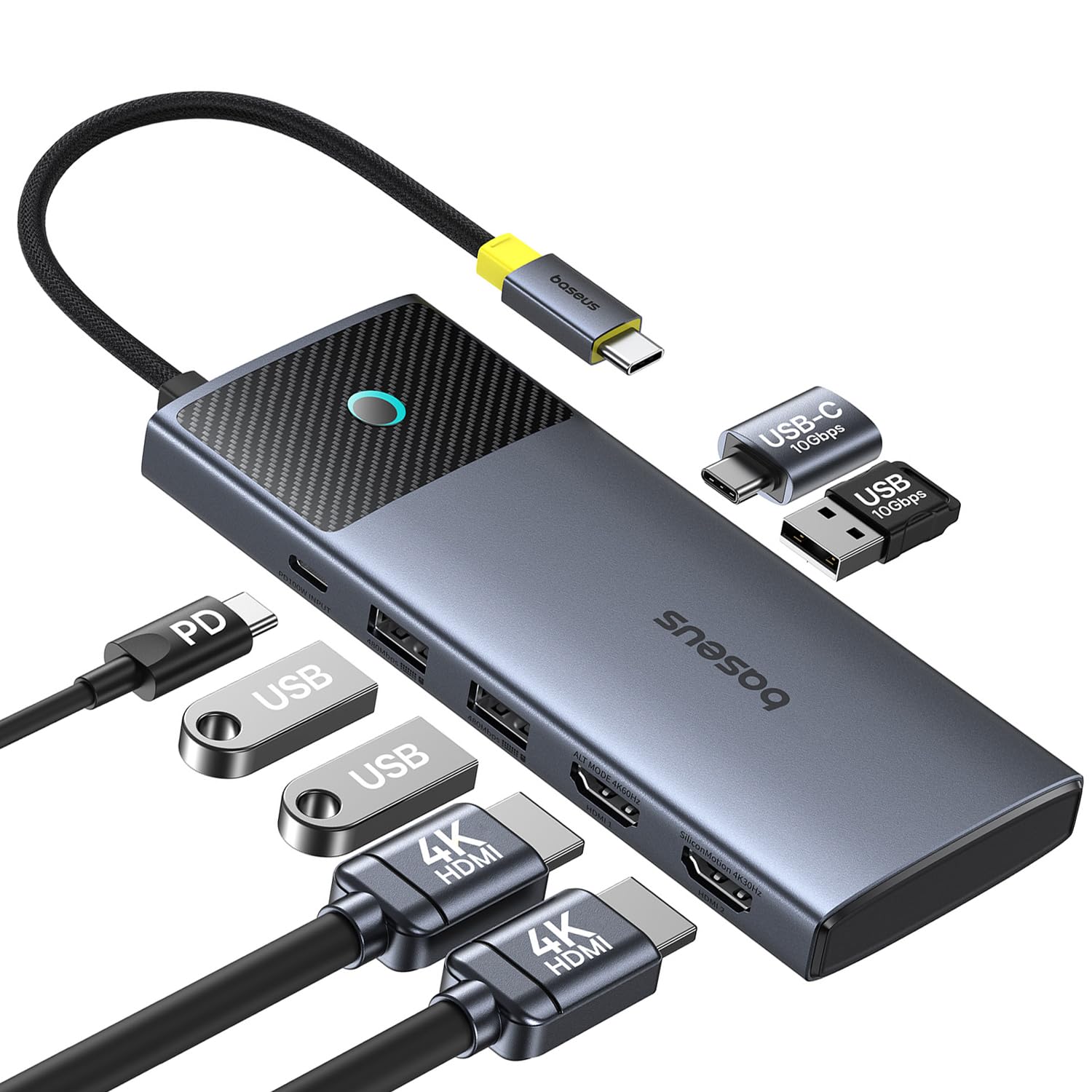 Estación De Acoplamiento Baseus Para Macbook Con Doble Monitor Usb C De 10 Gbps - Venta Internacional.