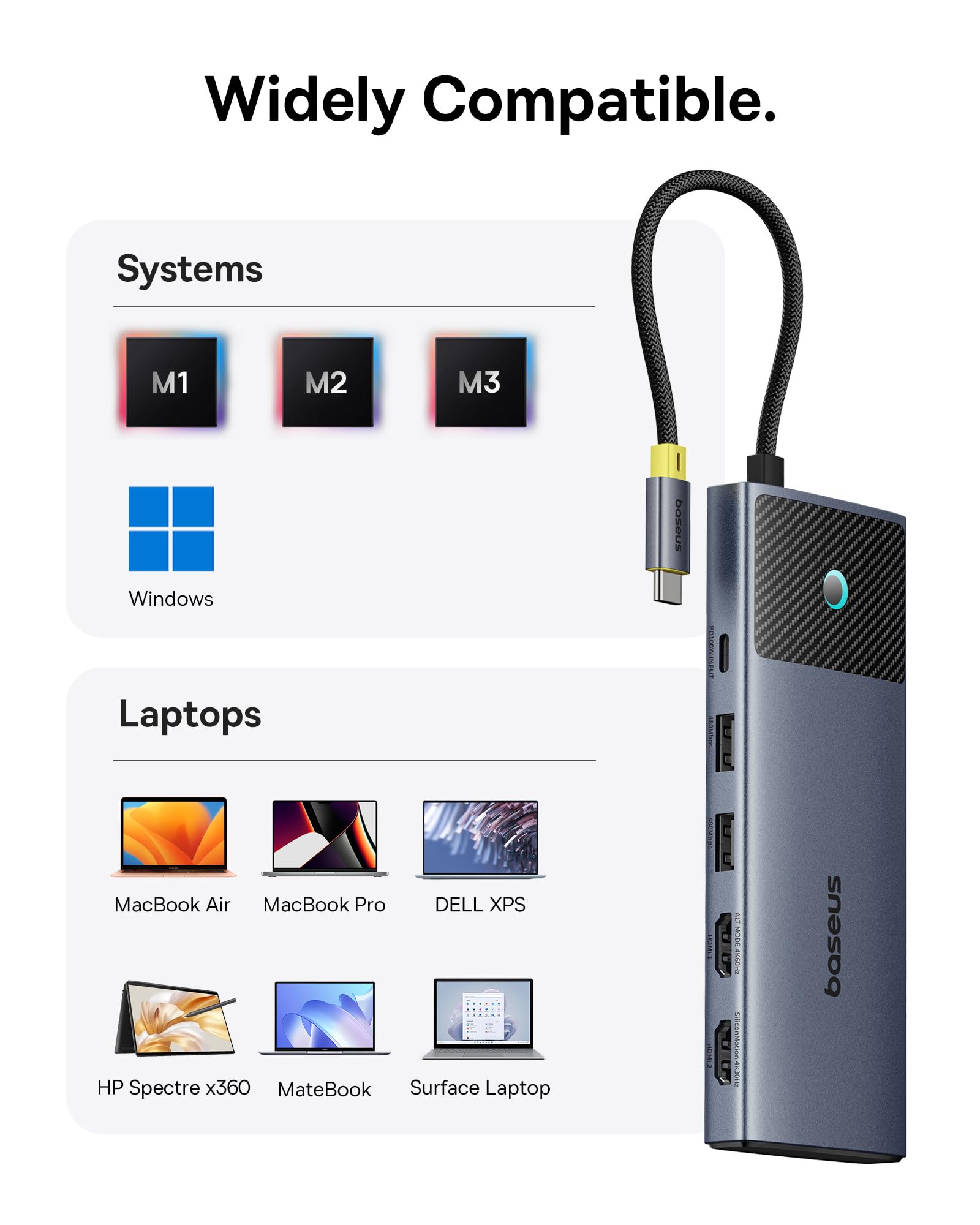 Foto 8 pulgar | Estación De Acoplamiento Baseus Para Macbook Con Doble Monitor Usb C De 10 Gbps - Venta Internacional.