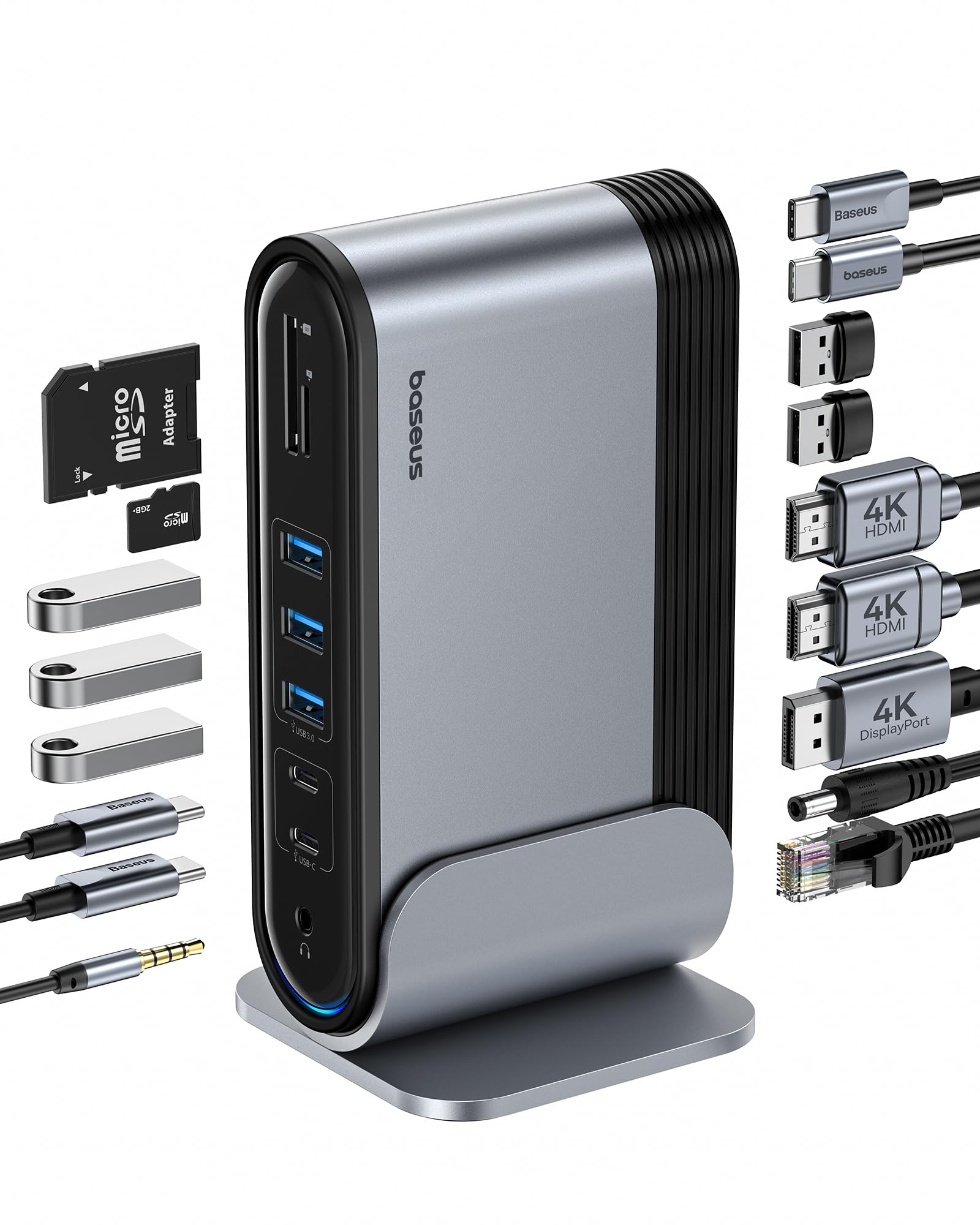 Estación De Acoplamiento Baseus 17 En 1 Para Computadora Portátil Con 3 Monitores - Venta Internacional.