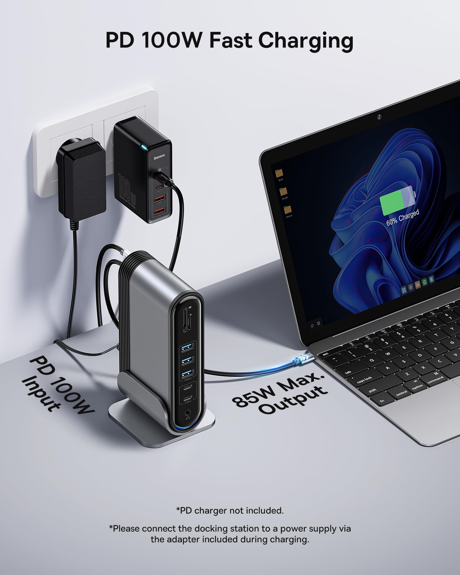 Foto 6 | Estación De Acoplamiento Baseus 17 En 1 Para Computadora Portátil Con 3 Monitores - Venta Internacional.