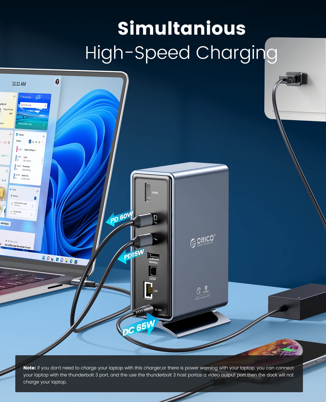 Foto 6 pulgar | Thunderbolt 3 Dock Orico 15 En 1, Pantalla Única 8k Y Doble 4k - Venta Internacional.