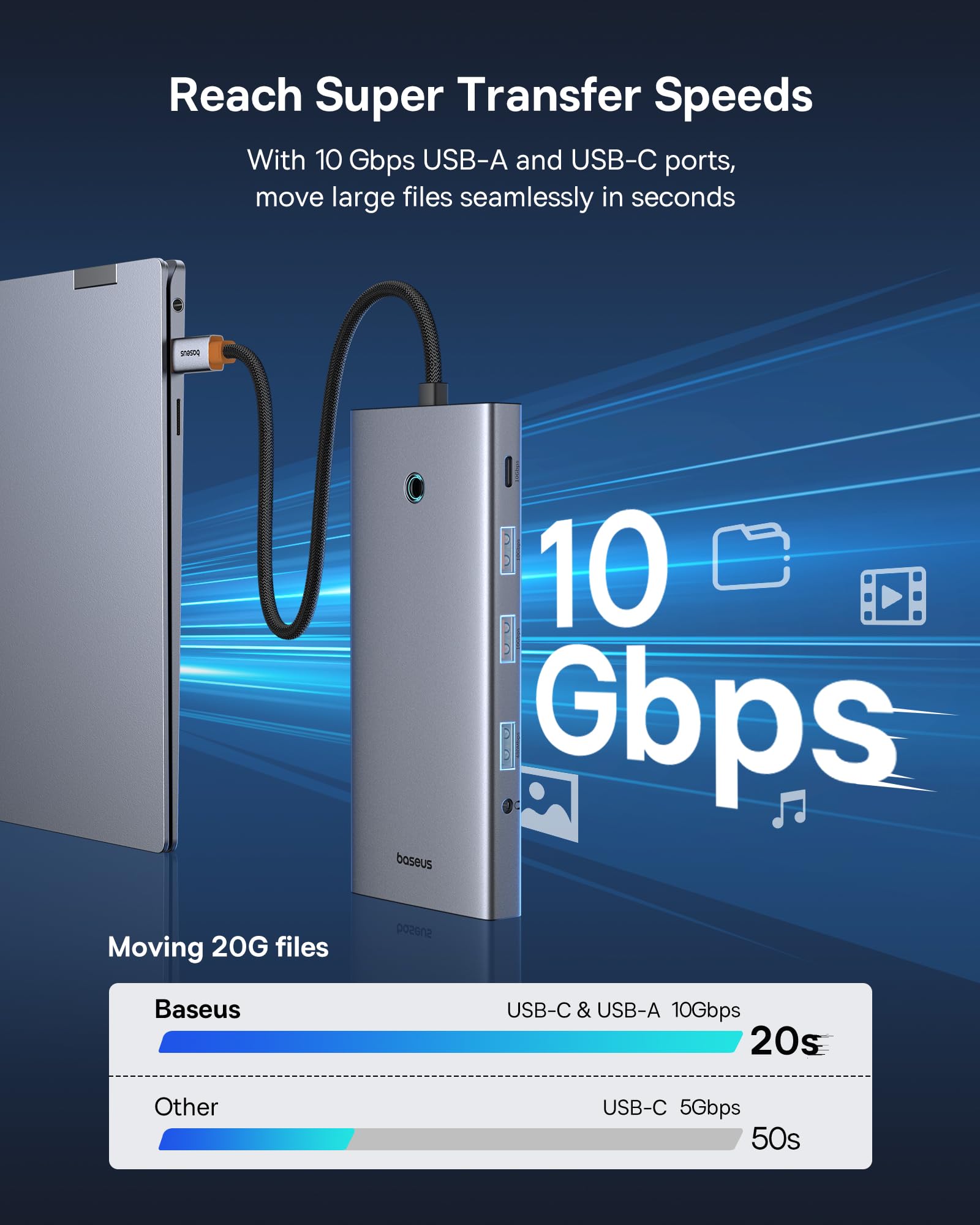 Foto 6 pulgar | Estación De Acoplamiento Para Portátil Baseus 13 En 1 Usb C Con Doble Monitor 4k - Venta Internacional.