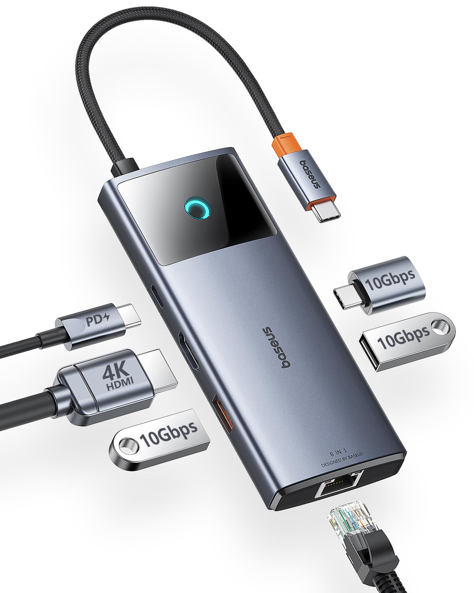 Foto 2 pulgar | Hub Usb C Baseus 6 En 1 De 10 Gbps Con Hdmi 4k @60hz Para Iphone - Venta Internacional.