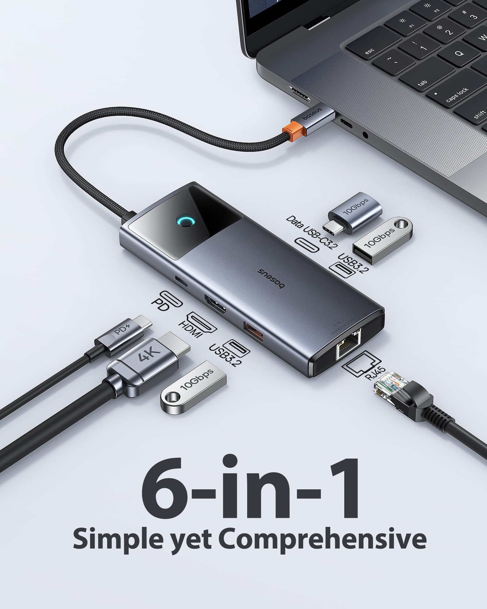 Foto 8 pulgar | Hub Usb C Baseus 6 En 1 De 10 Gbps Con Hdmi 4k @60hz Para Iphone - Venta Internacional.